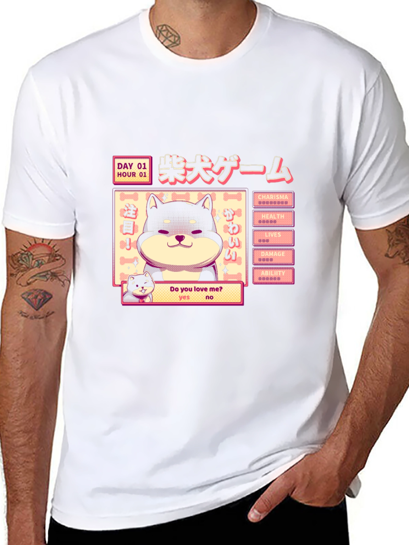 Shiba Inu Game T-Shirt - Black Cotton Tee