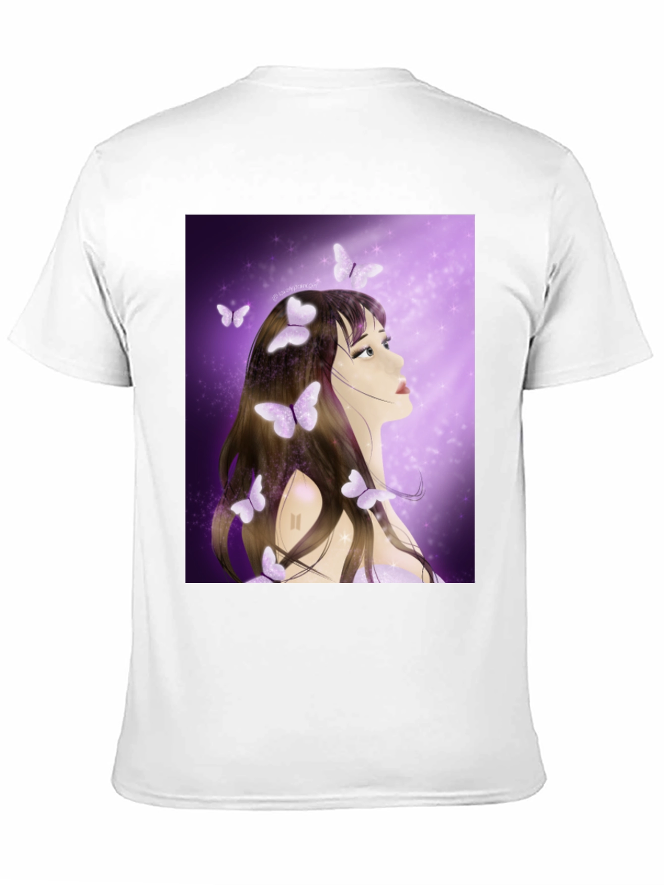 Girl with Butterfly T-Shirt - Artistic Graphic Tee