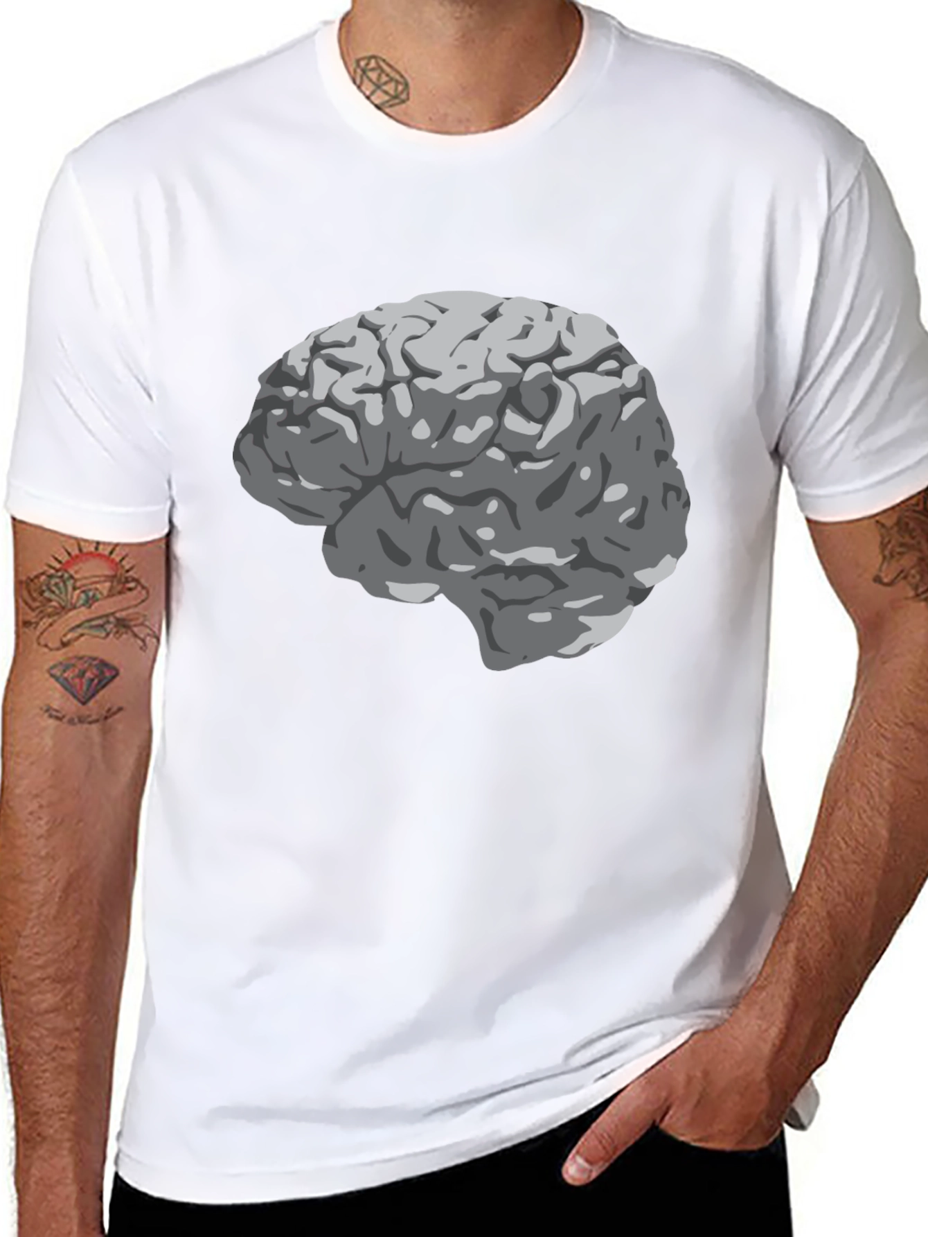 Brain Graphic Print Black T-Shirt