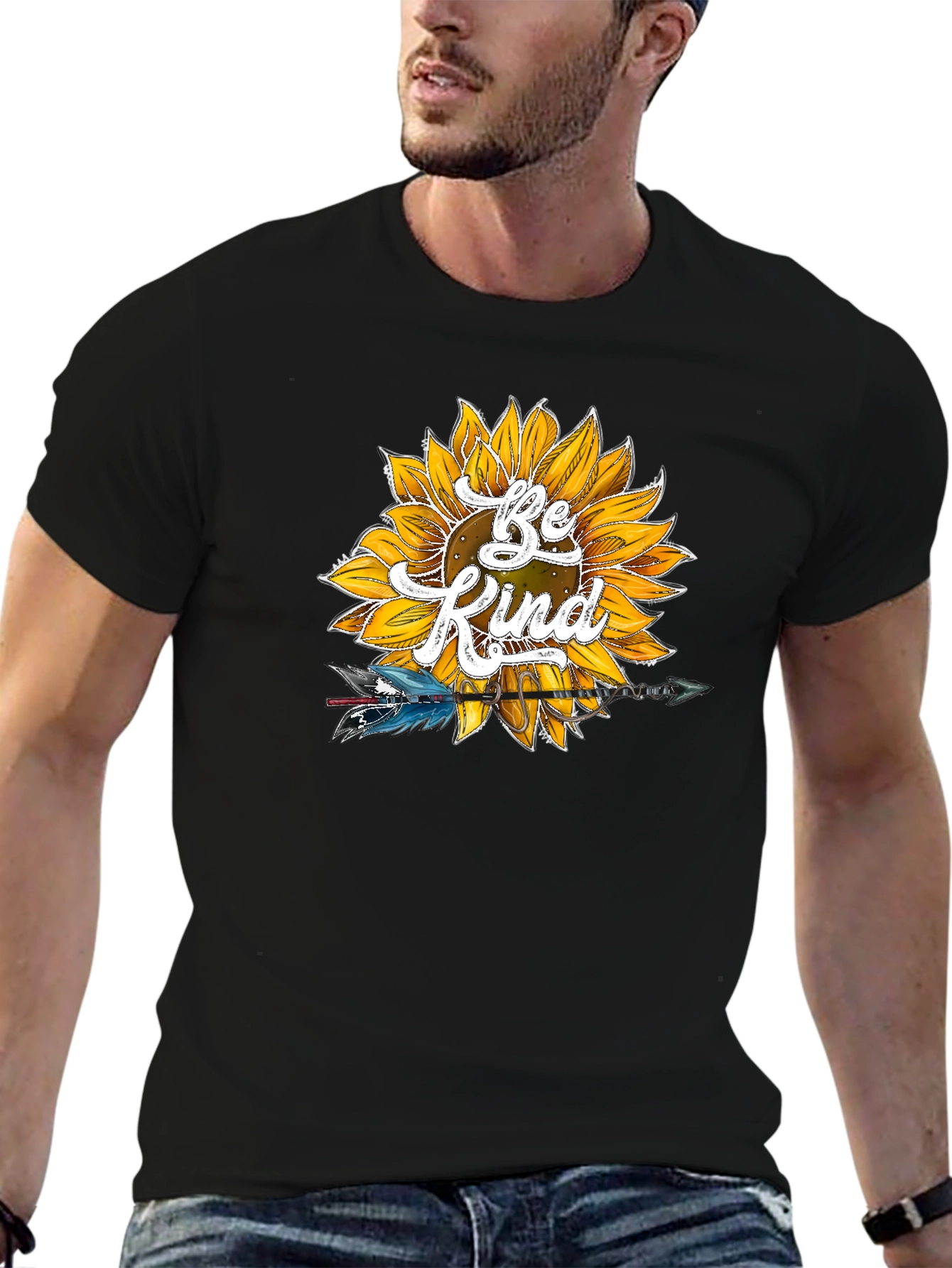 Be Kind Sunflower Graphic Tee - Soft Black Shirt