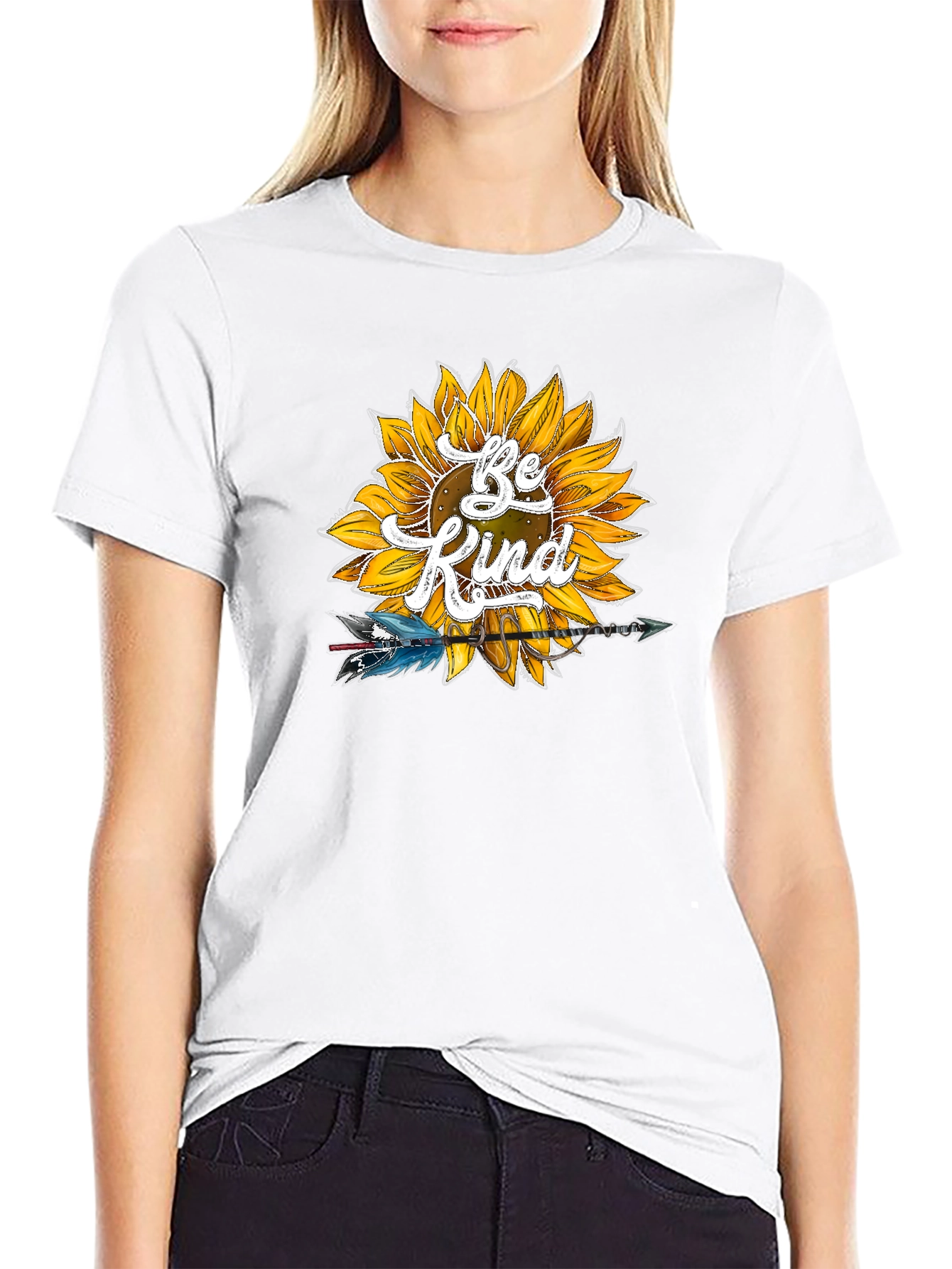 Be Kind Sunflower Graphic Tee - Soft Black Shirt