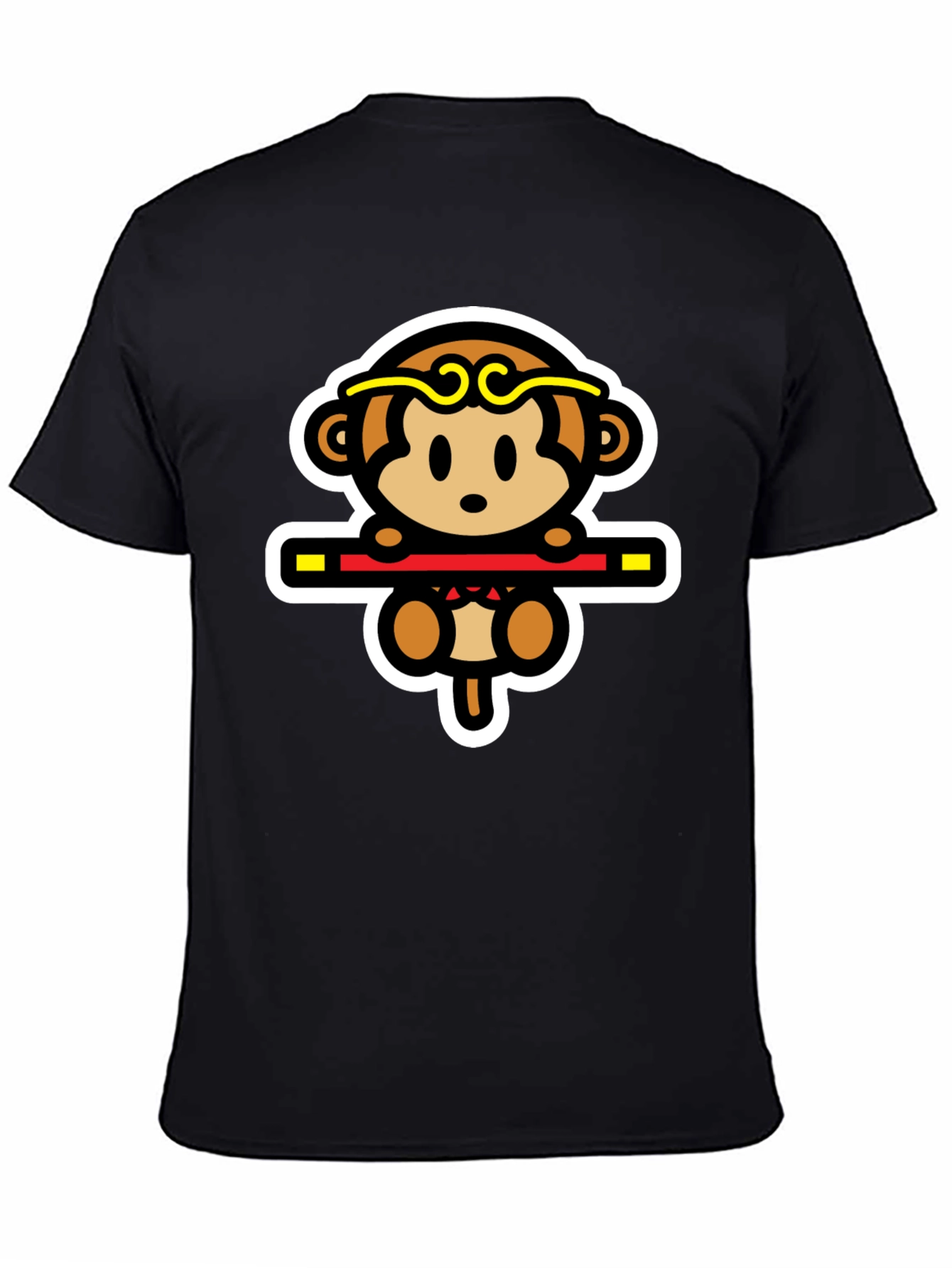 Monkey King Cartoon Graphic Tee - Black