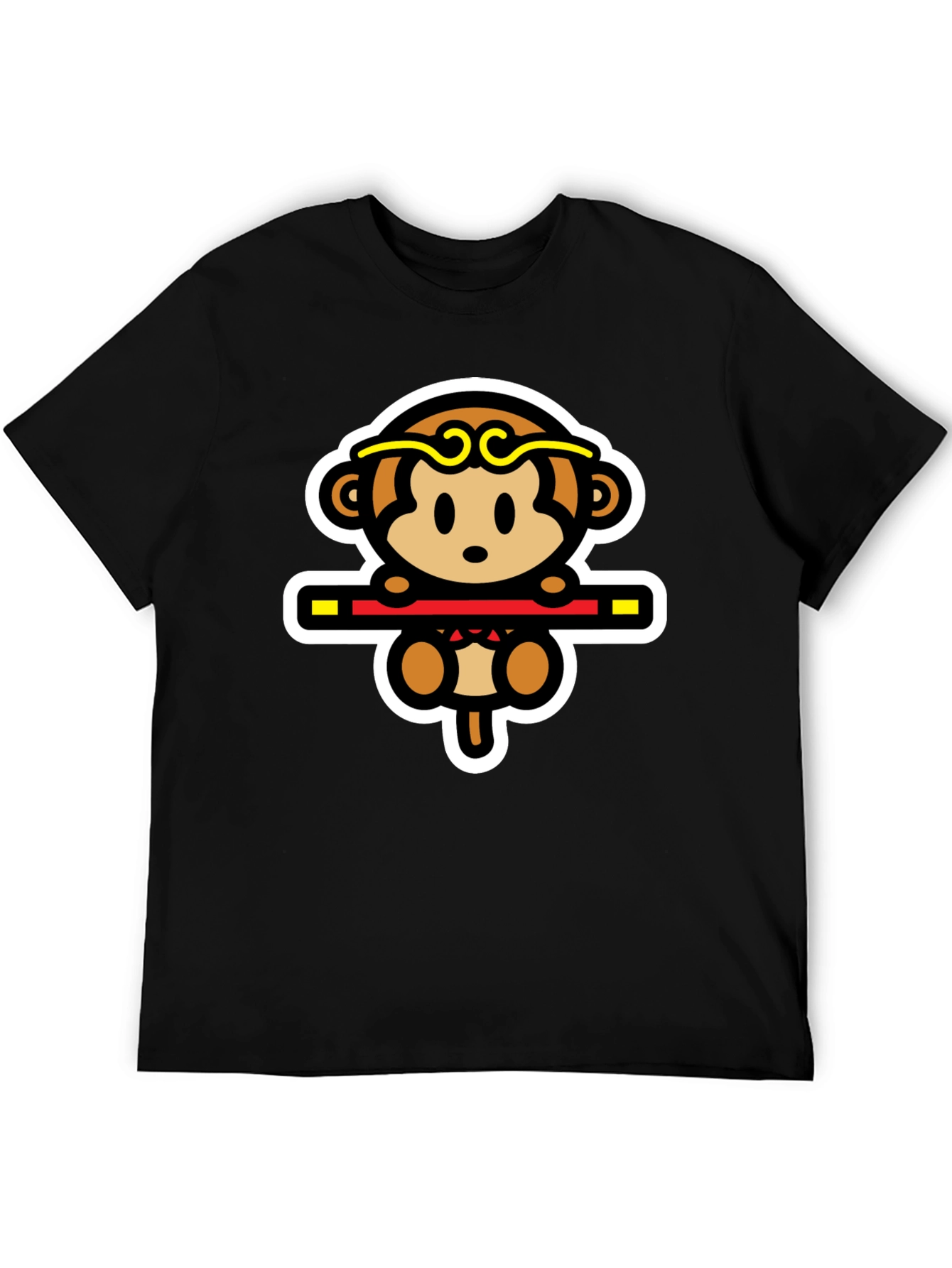 Monkey King Cartoon Graphic Tee - Black