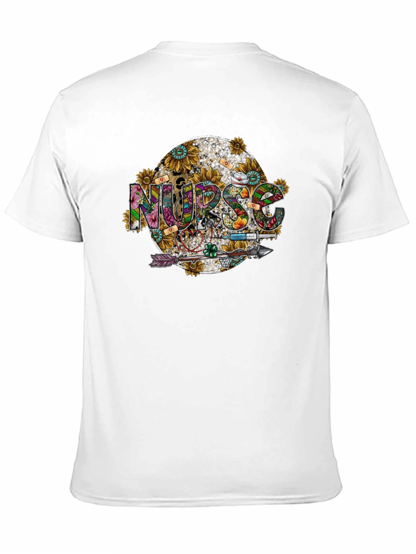 Nurse Sunflower Graphic Black T-Shirt