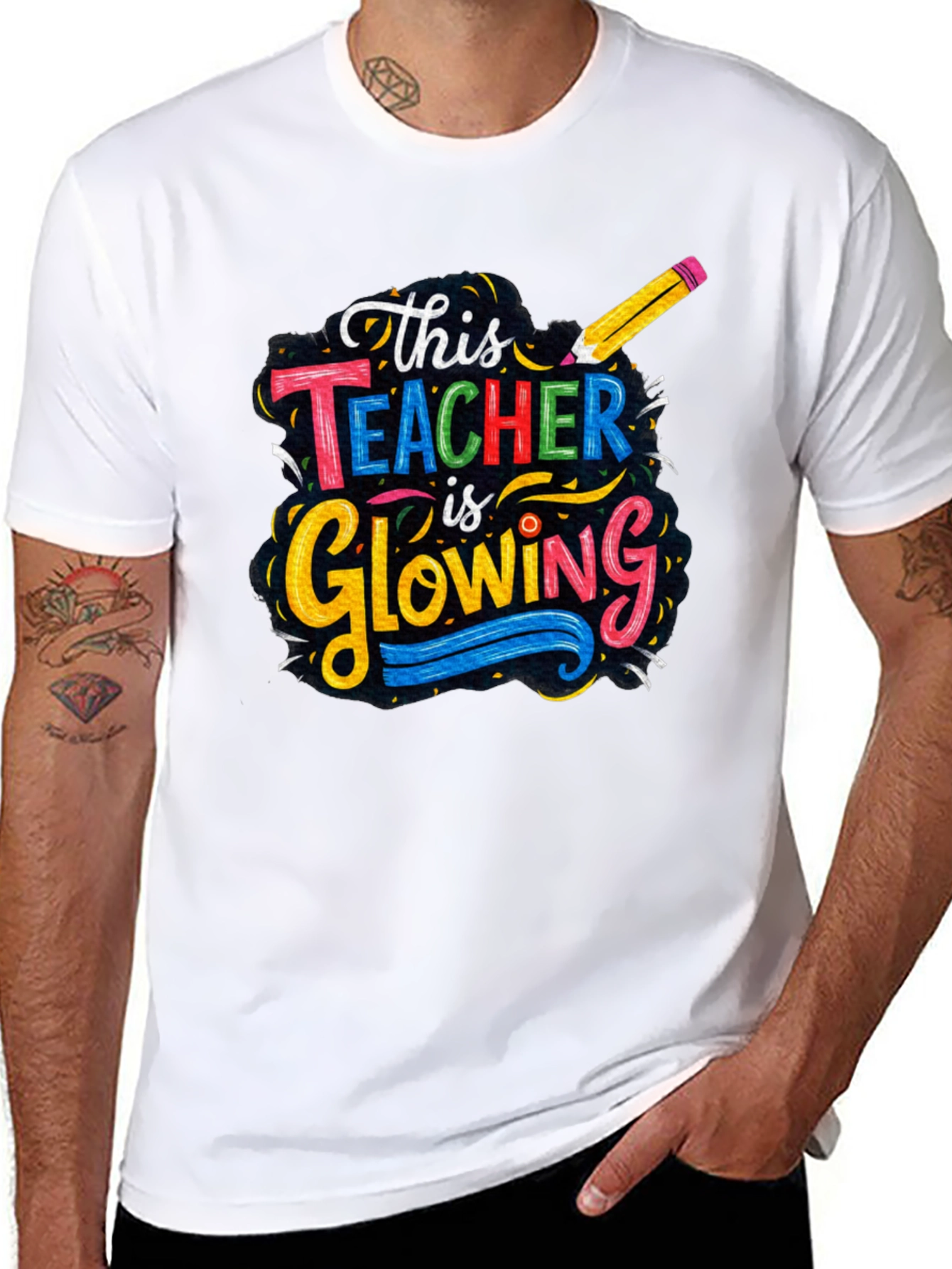 Glowing Teacher Graphic T-Shirt