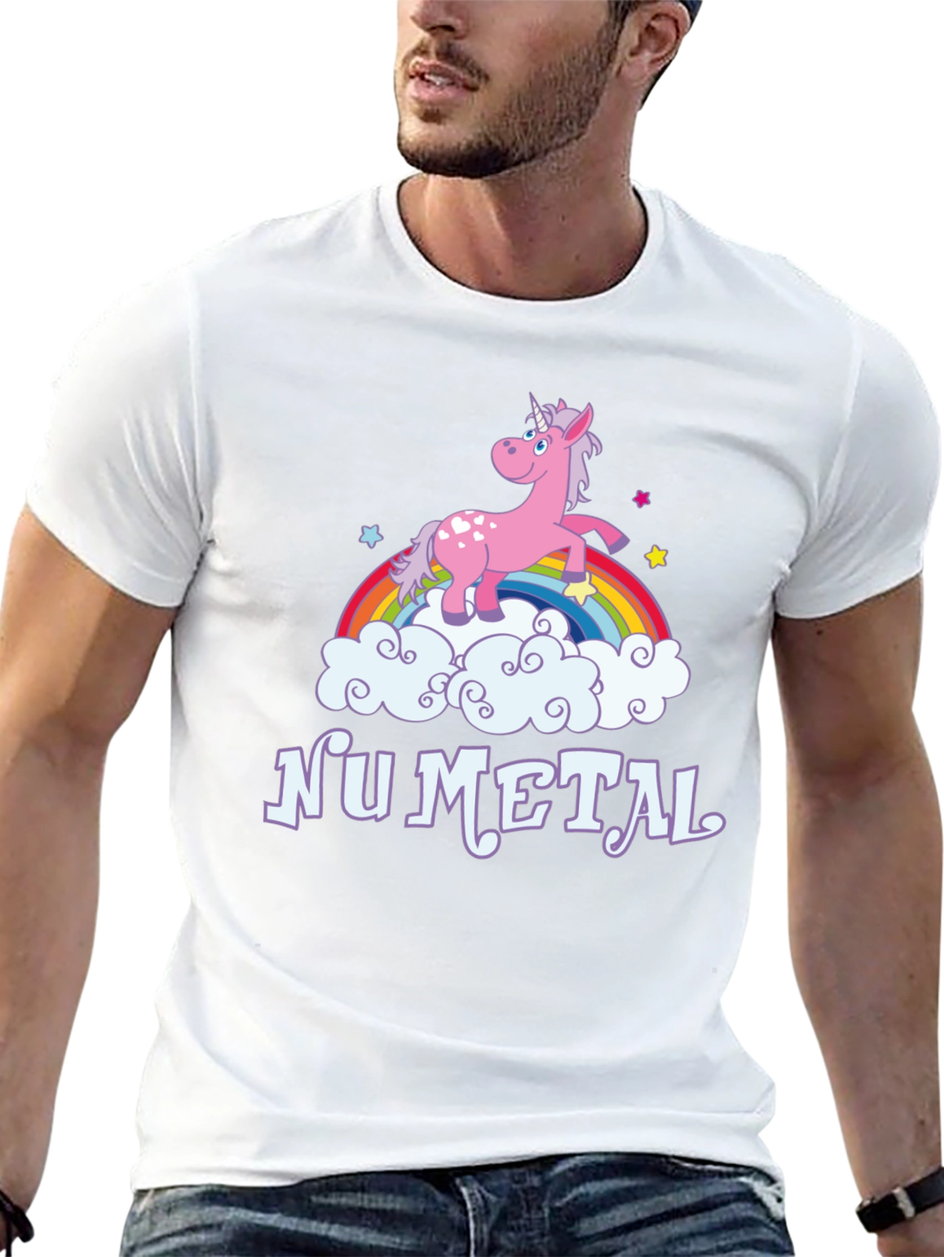 Nu Metal Unicorn Rainbow Graphic T-Shirt