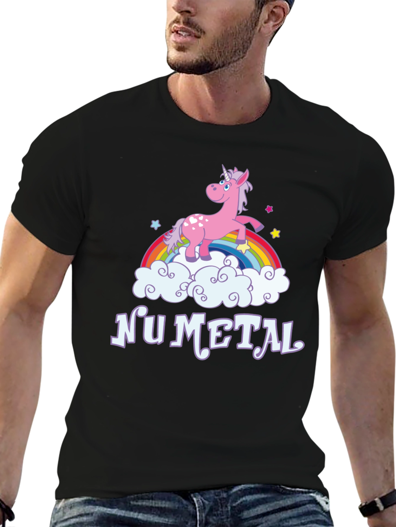 Nu Metal Unicorn Rainbow Graphic T-Shirt