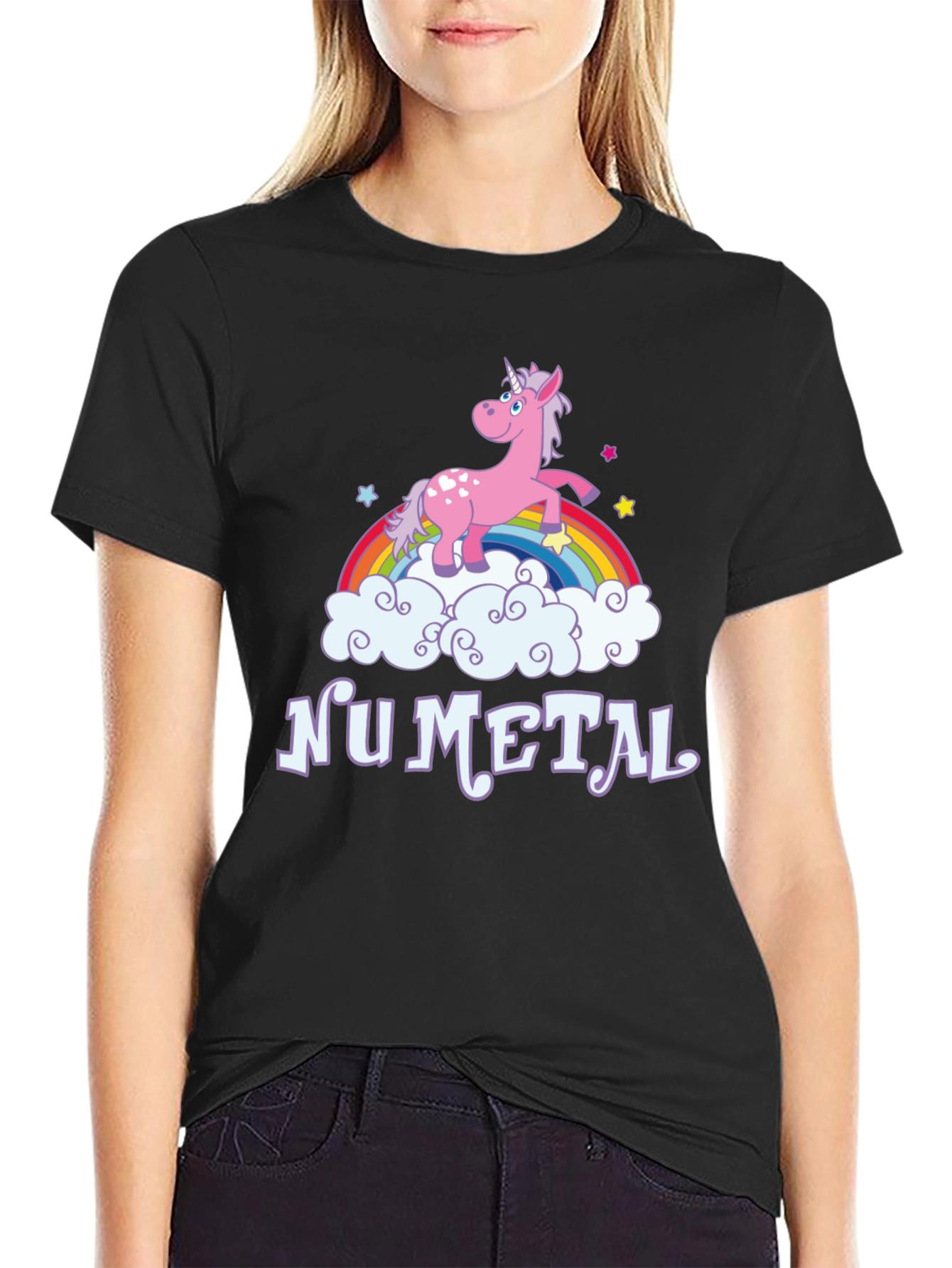 Nu Metal Unicorn Rainbow Graphic T-Shirt