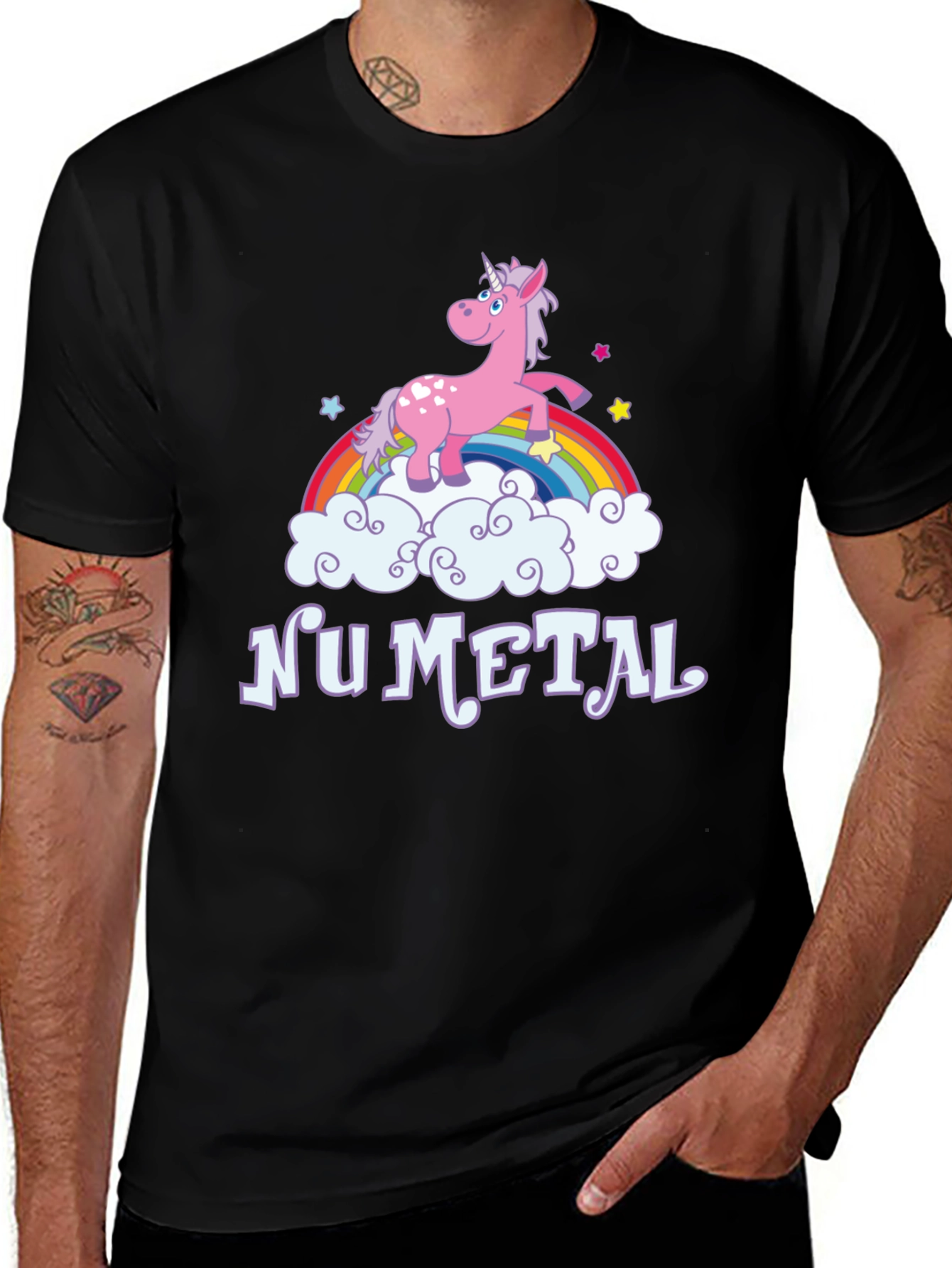 Nu Metal Unicorn Rainbow Graphic T-Shirt