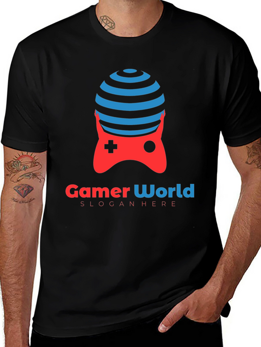 Gamer World Black T-Shirt | Unique Gaming Controller Design