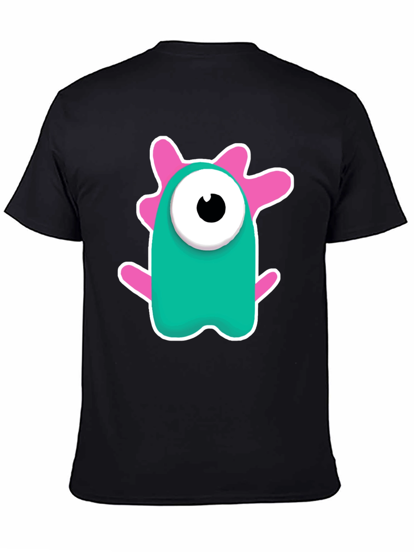 Cute Monster Graphic Tee - Black Cotton Blend Shirt