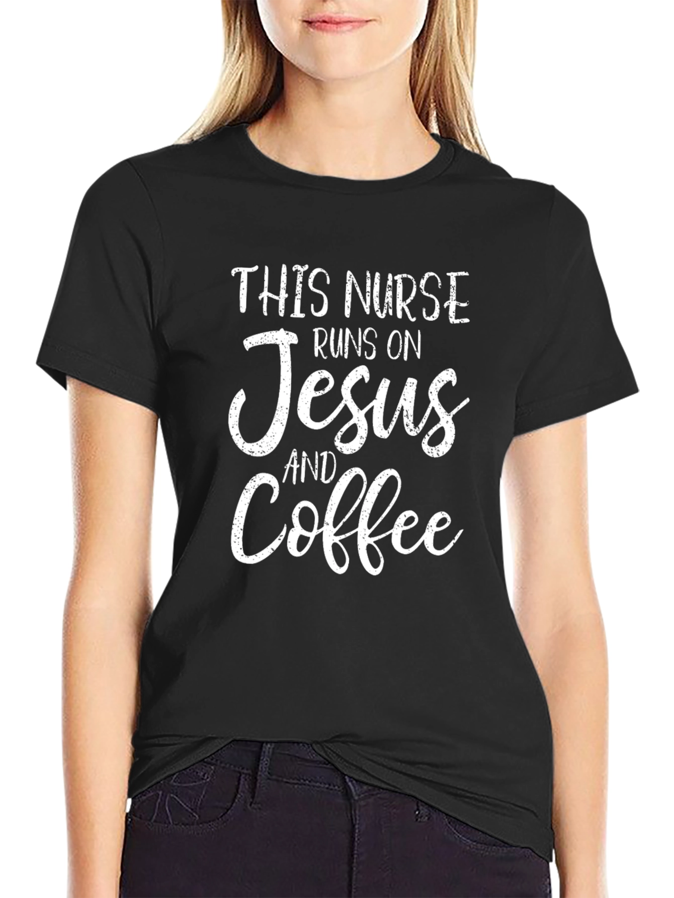 This Nurse Runs on Jesus and Coffee T-Shirt