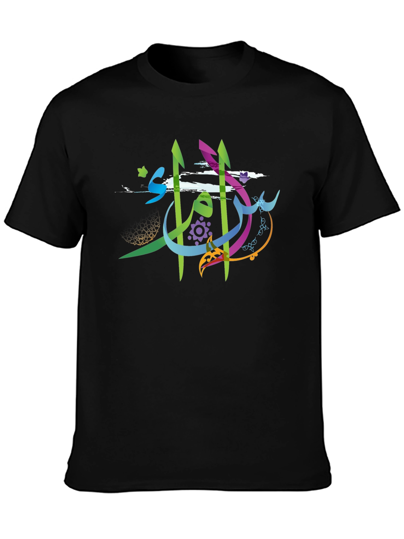 Artistic Arabic Calligraphy Mens Black T-Shirt