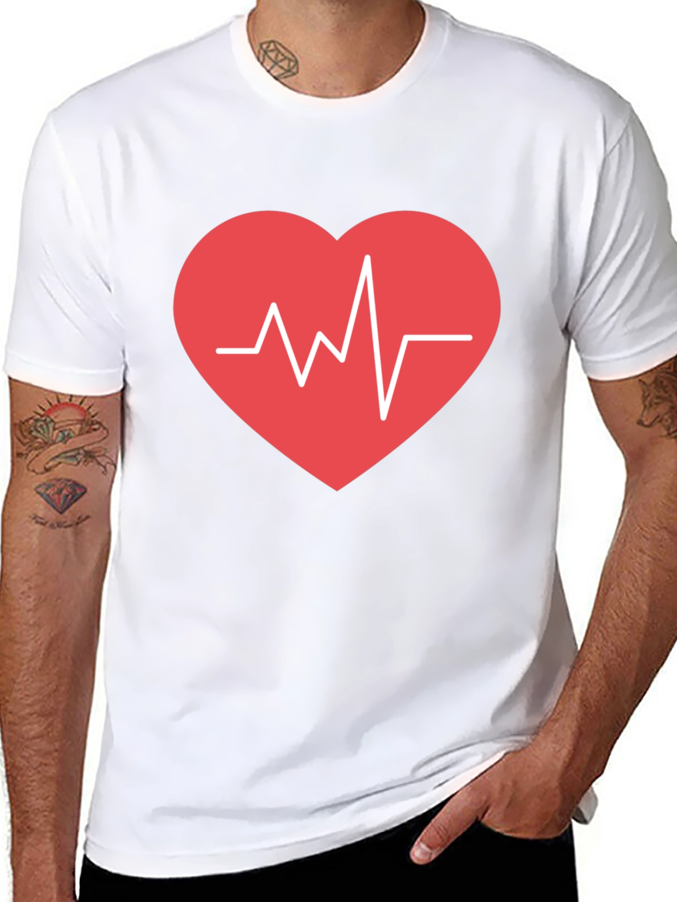 Heartbeat Graphic Tee - Black Cotton Comfort