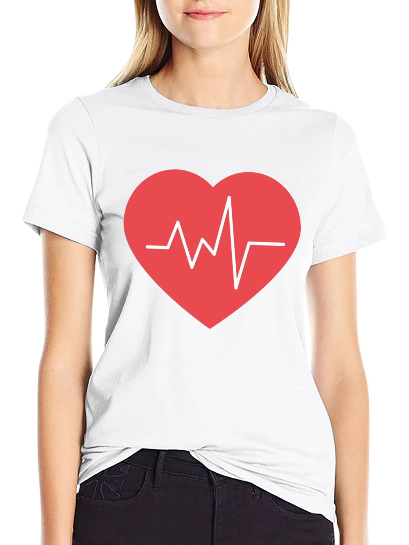 Heartbeat Graphic Tee - Black Cotton Comfort