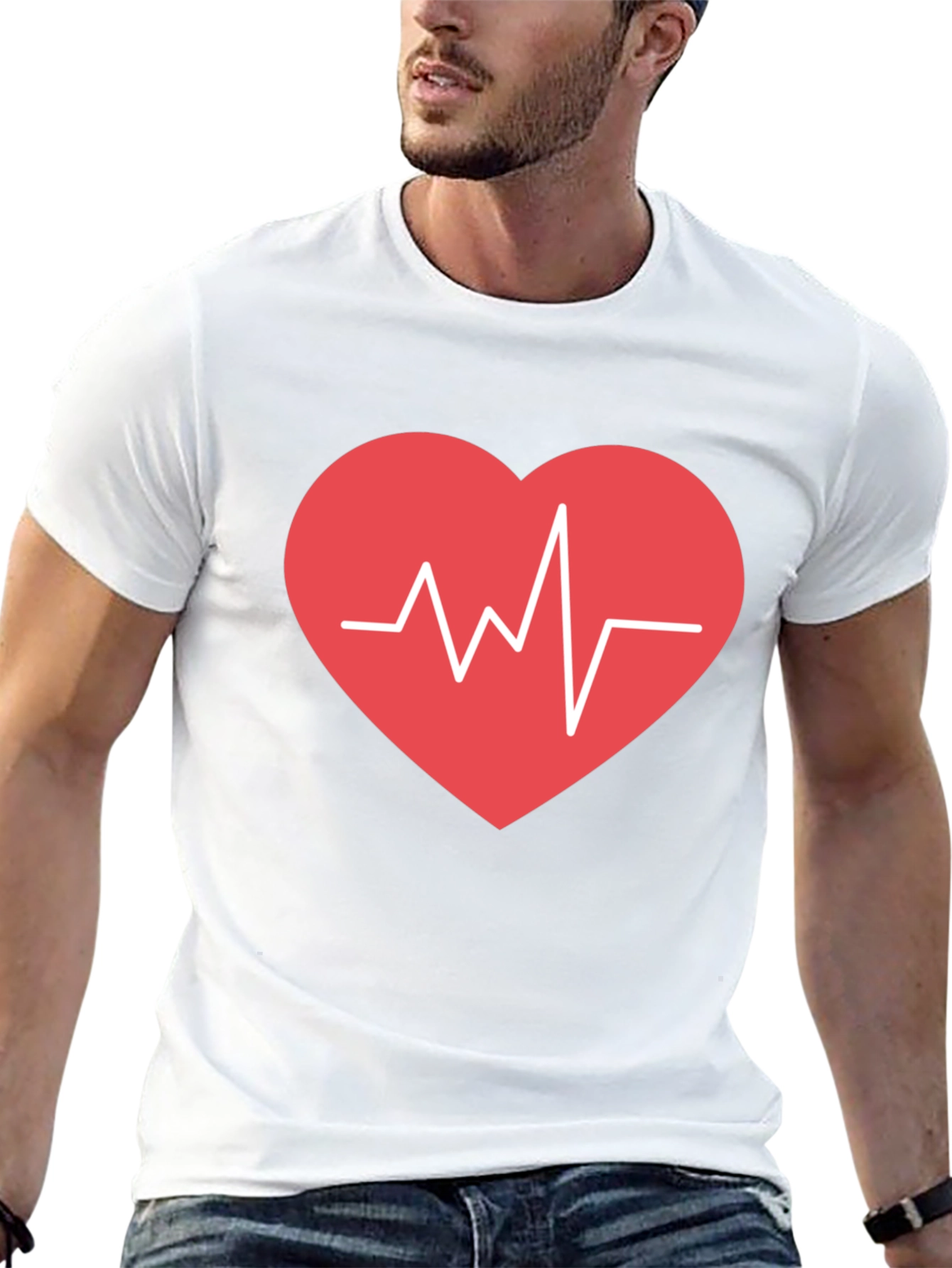 Heartbeat Graphic Tee - Black Cotton Comfort