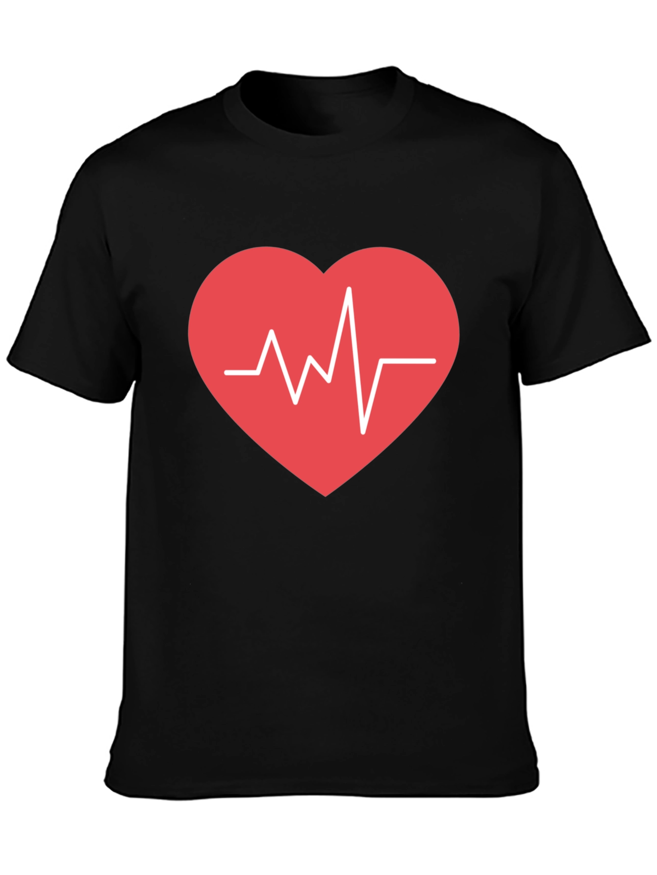 Heartbeat Graphic Tee - Black Cotton Comfort