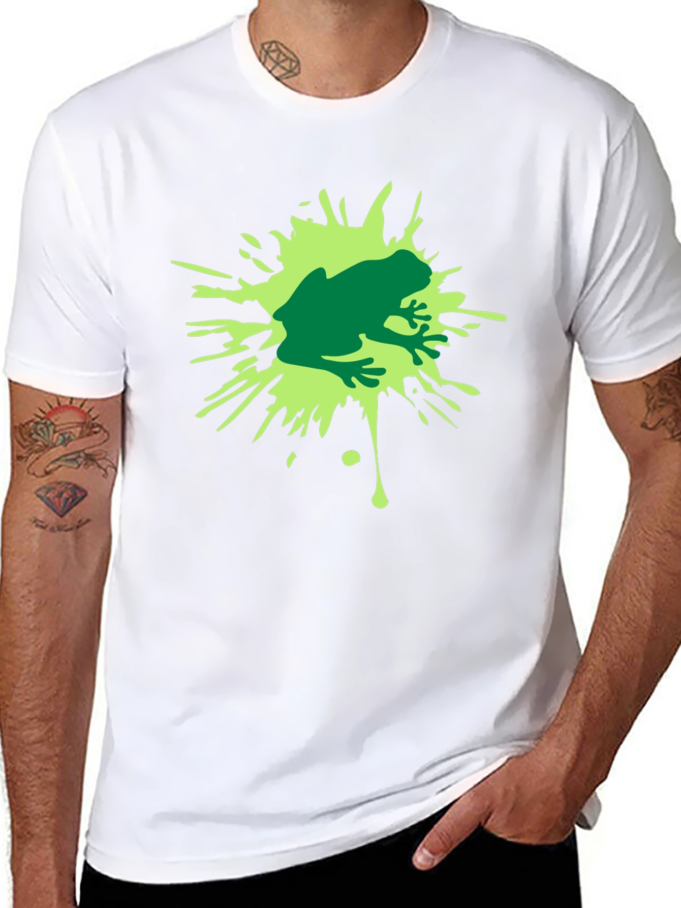 Frog Splash Graphic T-Shirt - Black Cotton Tee