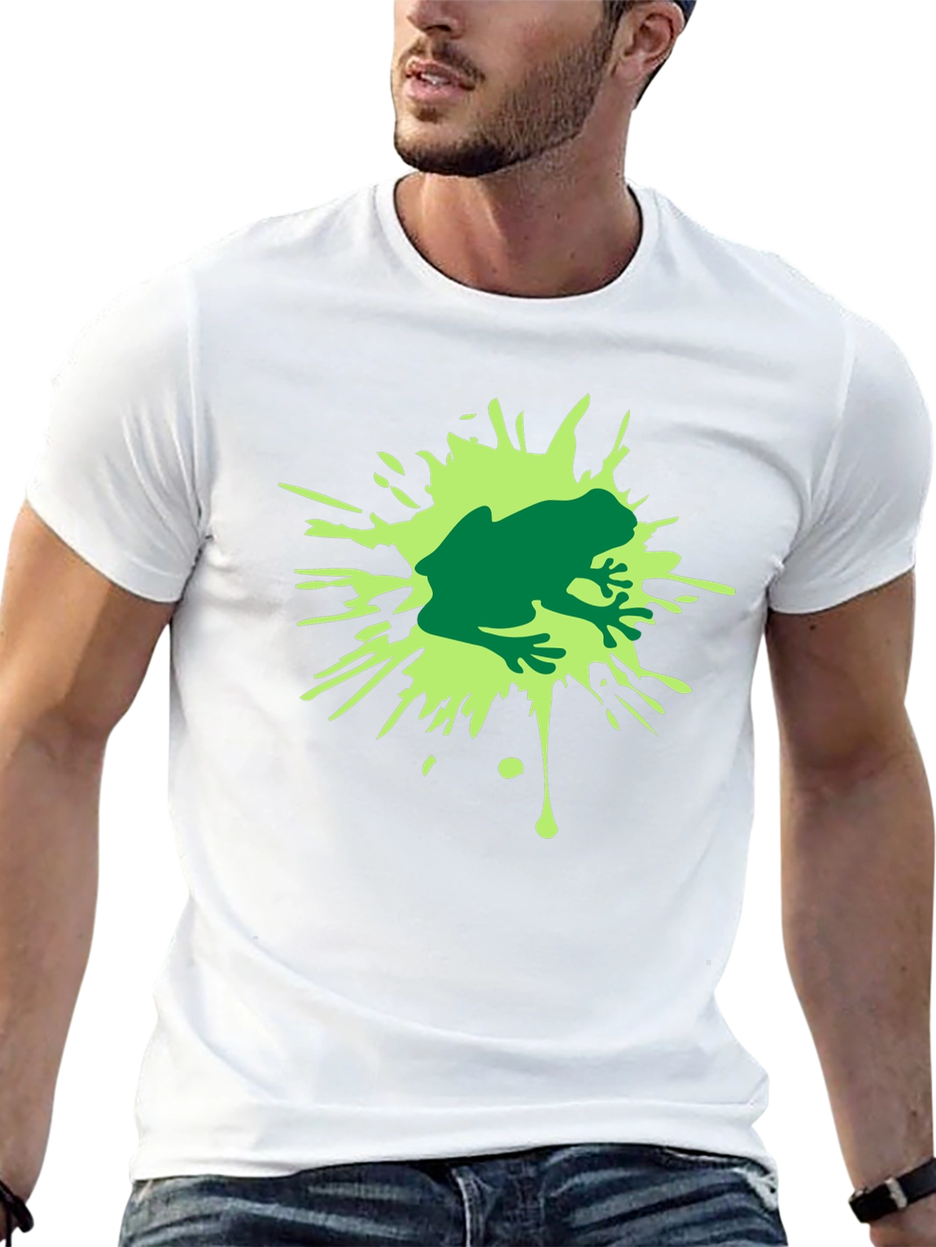 Frog Splash Graphic T-Shirt - Black Cotton Tee