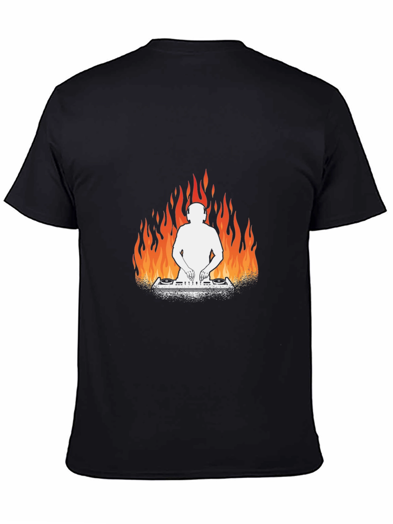 Fiery DJ Graphic Tee - Black Cotton T-Shirt