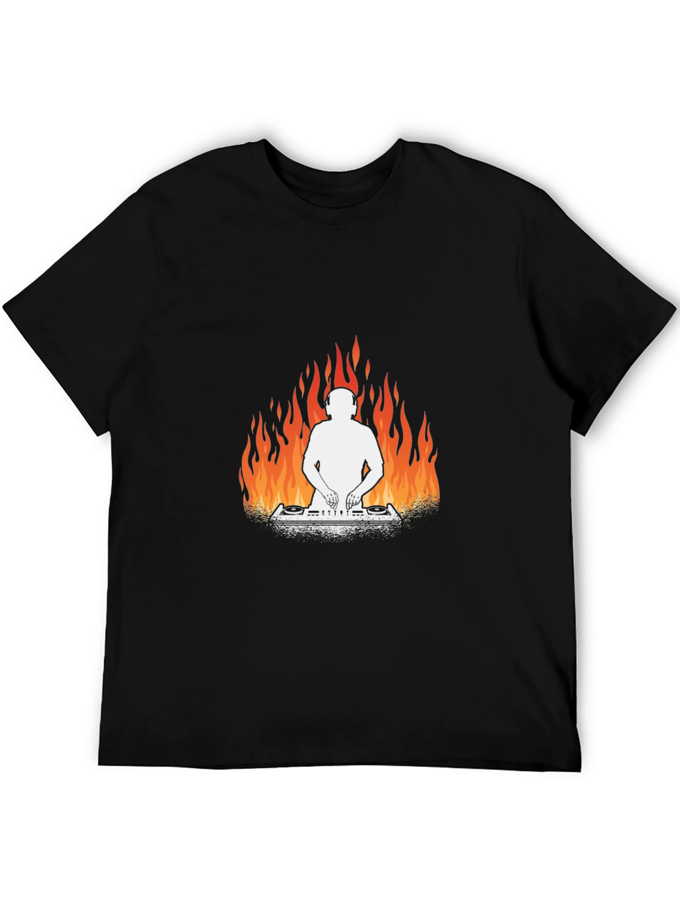Fiery DJ Graphic Tee - Black Cotton T-Shirt