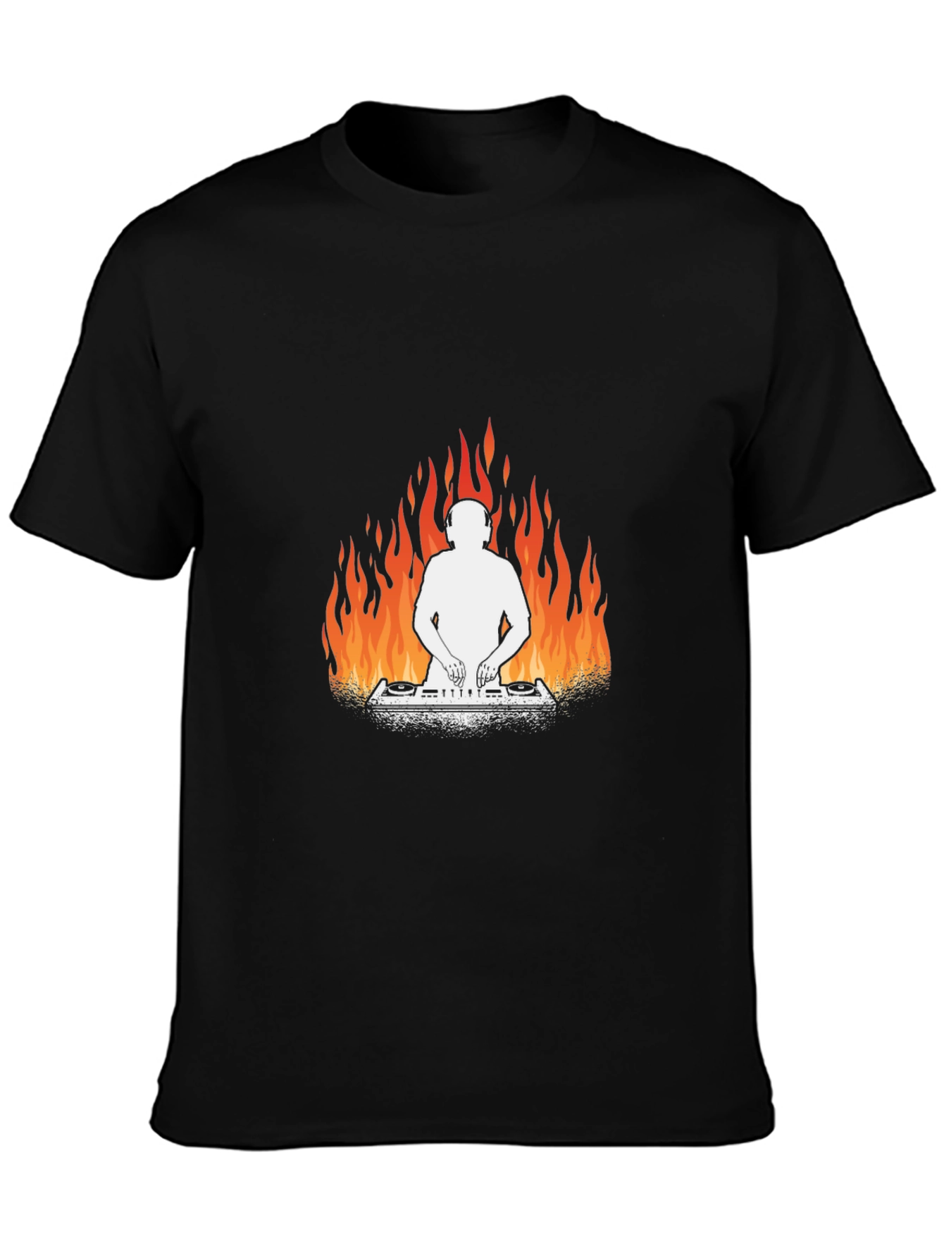 Fiery DJ Graphic Tee - Black Cotton T-Shirt