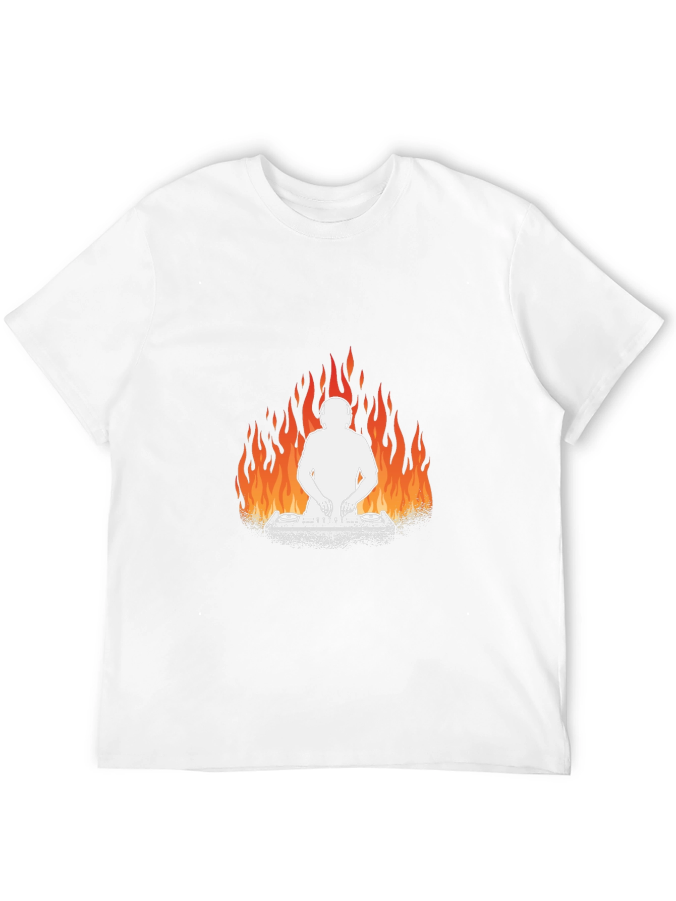 Fiery DJ Graphic Tee - Black Cotton T-Shirt