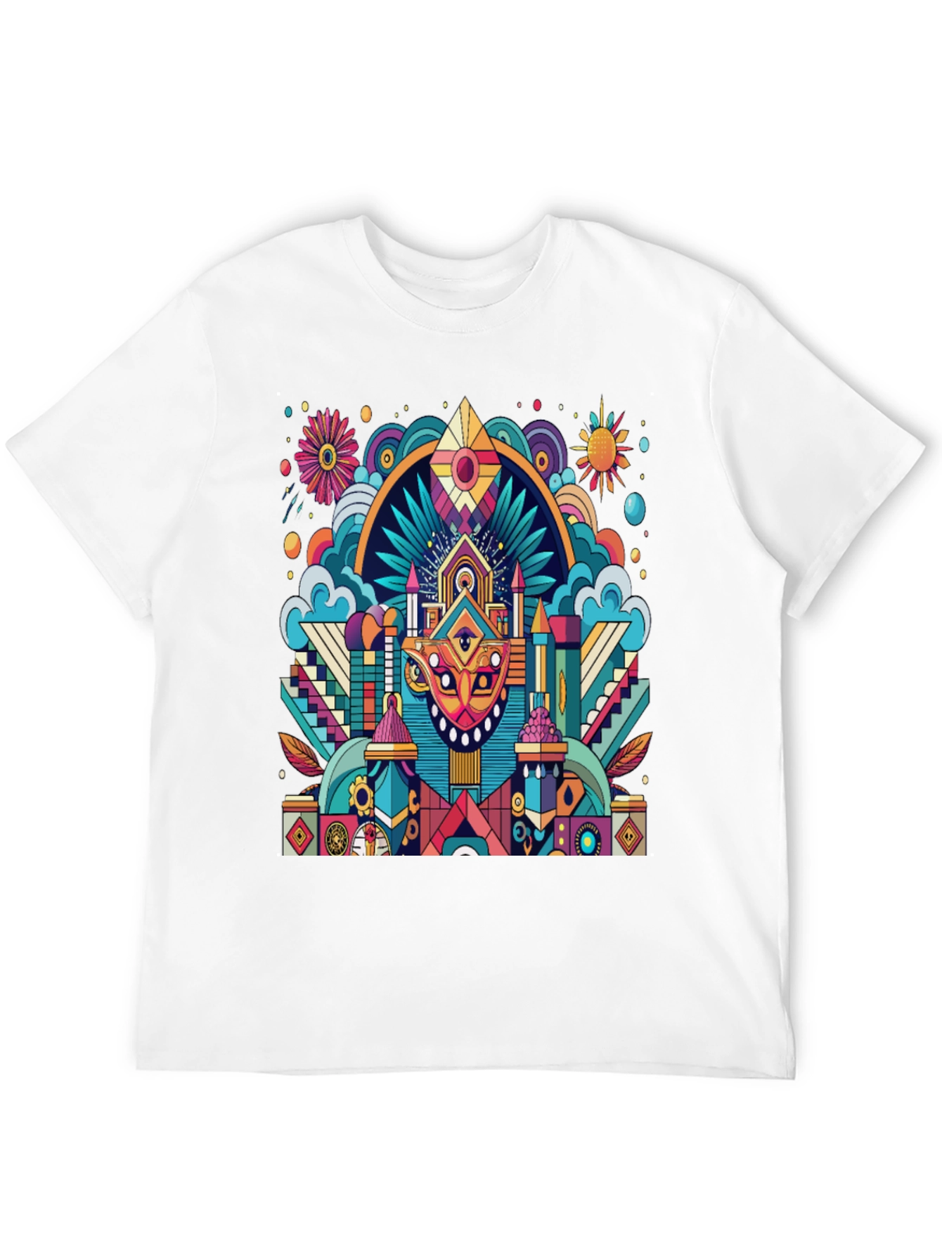 Vibrant Psychedelic Art Black T-Shirt