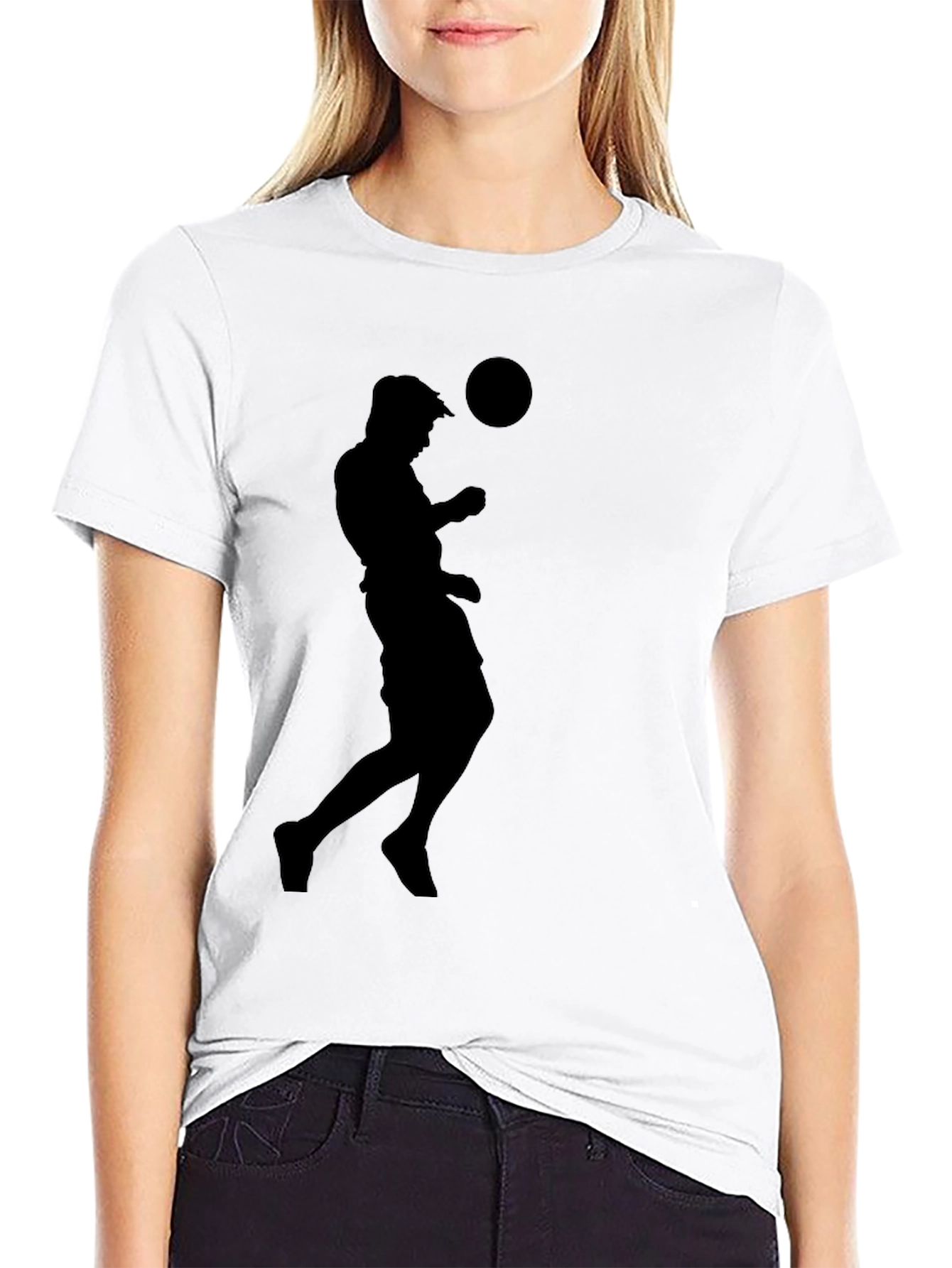 Soccer Player Silhouette Black T-Shirt