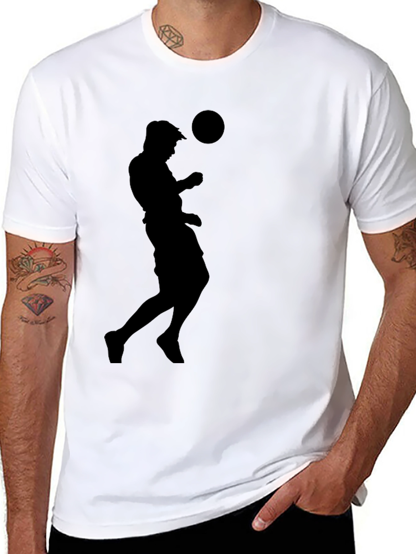 Soccer Player Silhouette Black T-Shirt