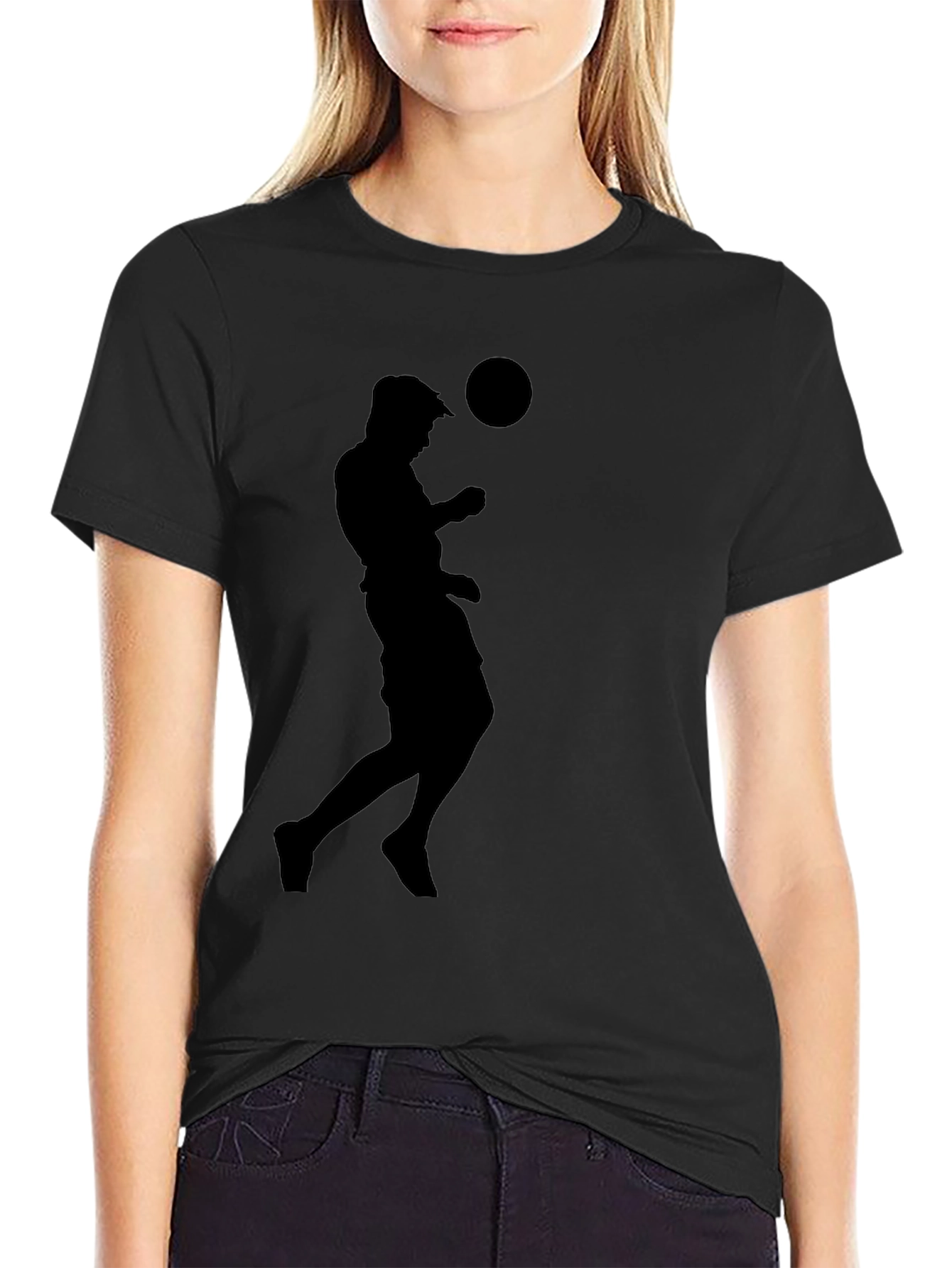 Soccer Player Silhouette Black T-Shirt