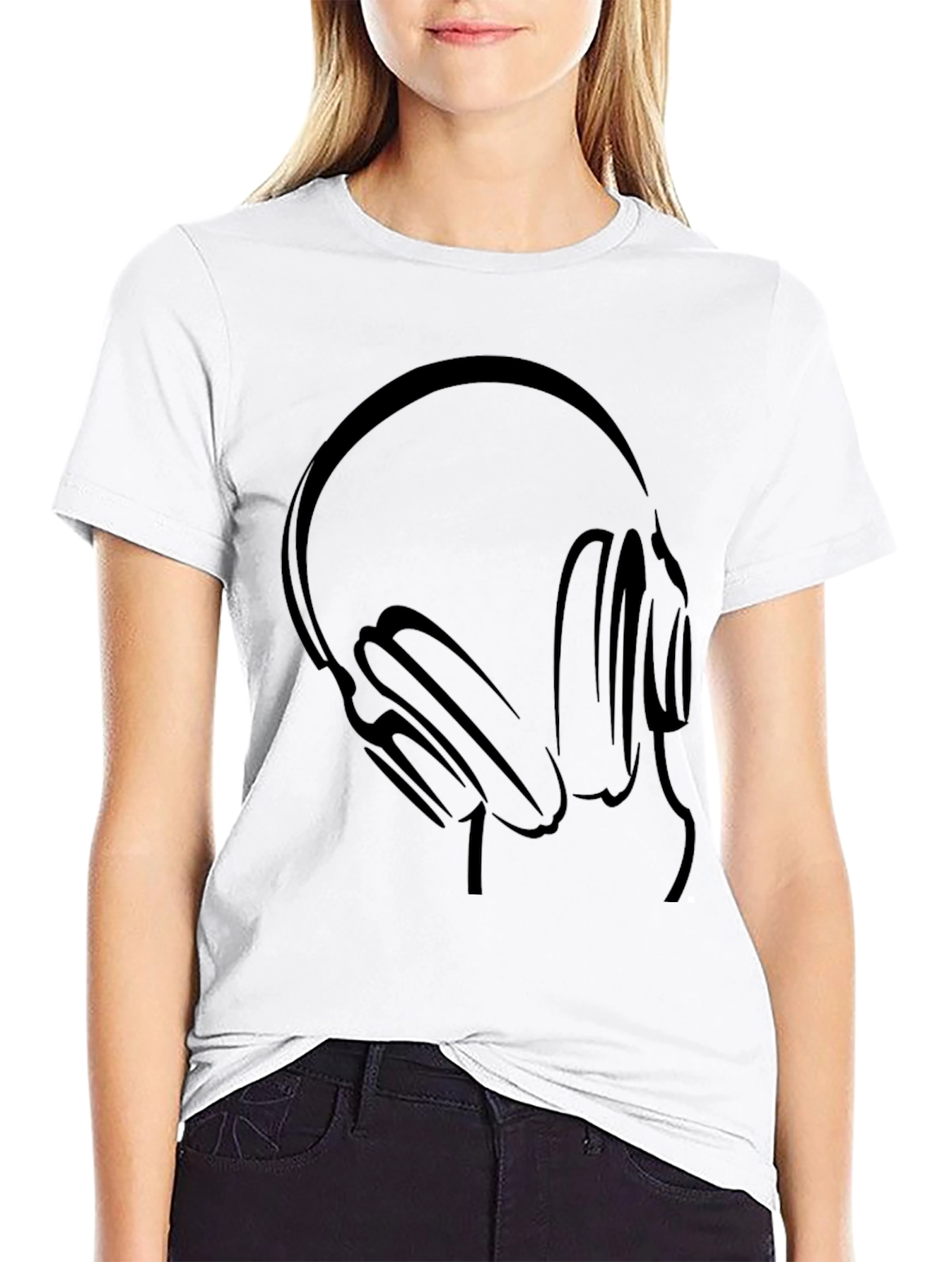 Cool Headphones Graphic Black T-Shirt