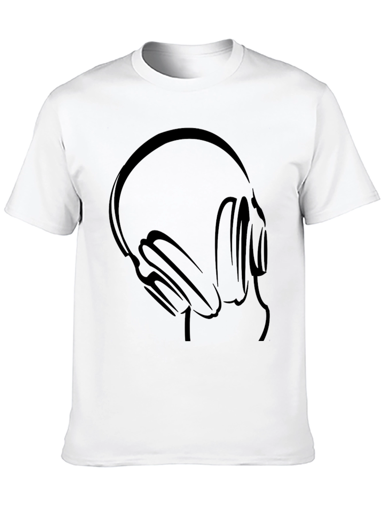Cool Headphones Graphic Black T-Shirt