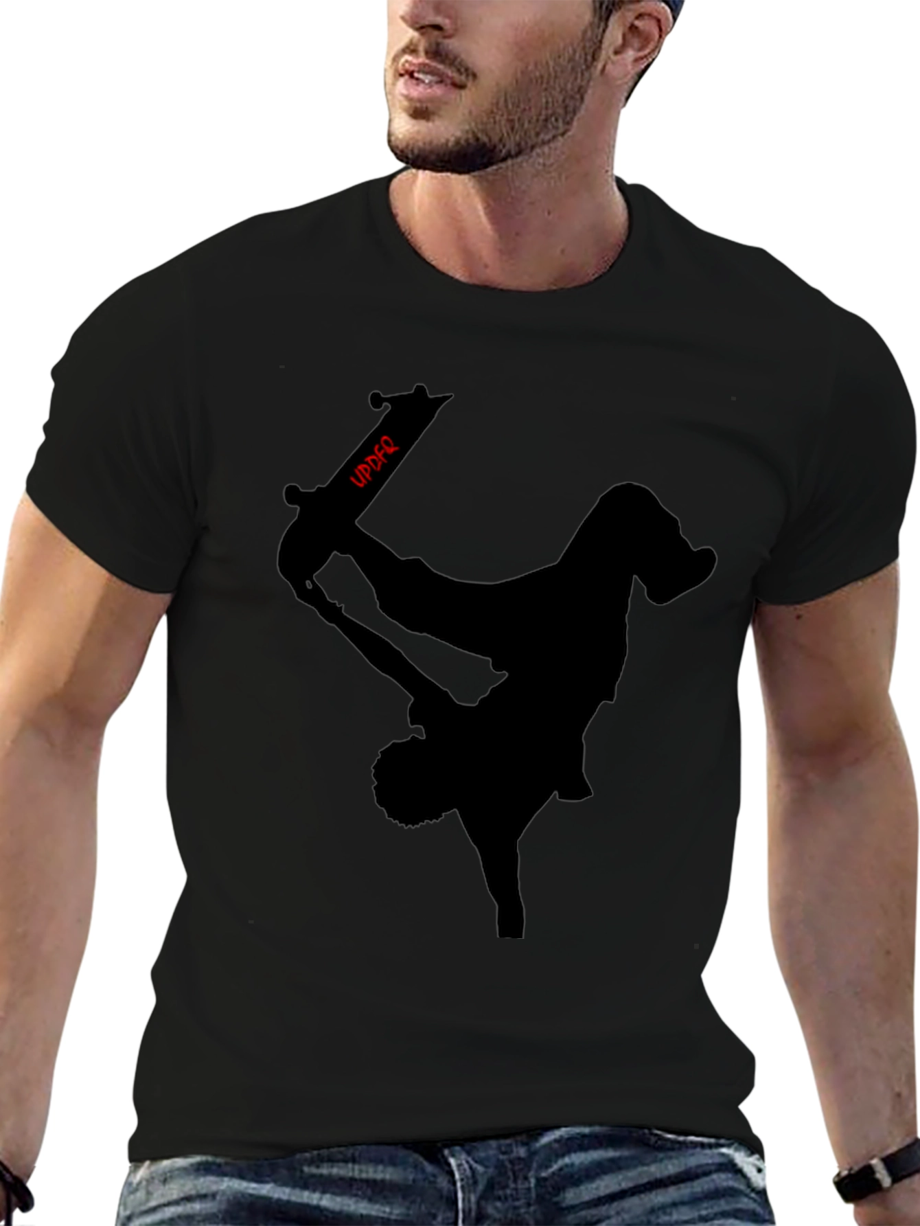 Skateboarder Silhouette Graphic Black Tee