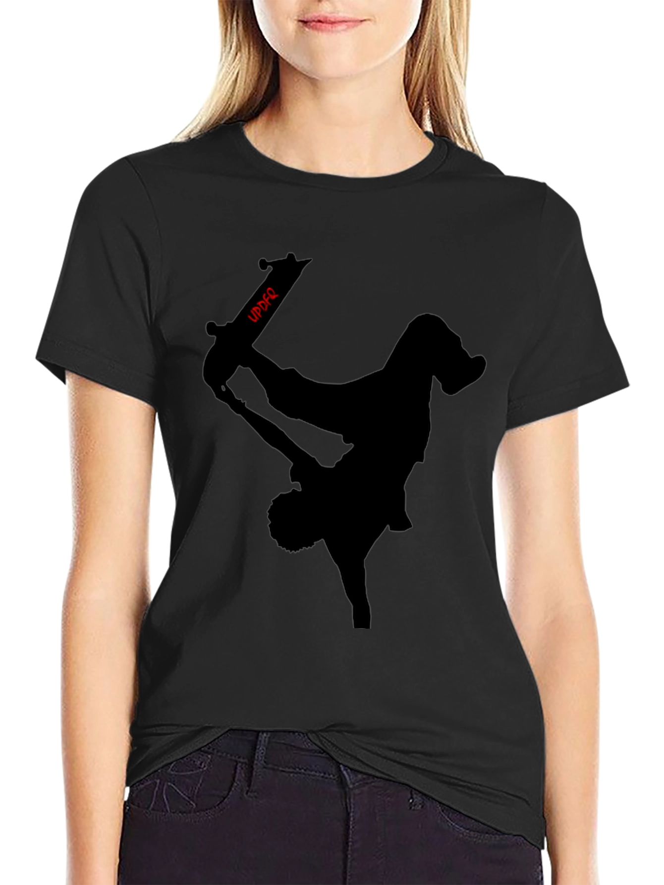 Skateboarder Silhouette Graphic Black Tee