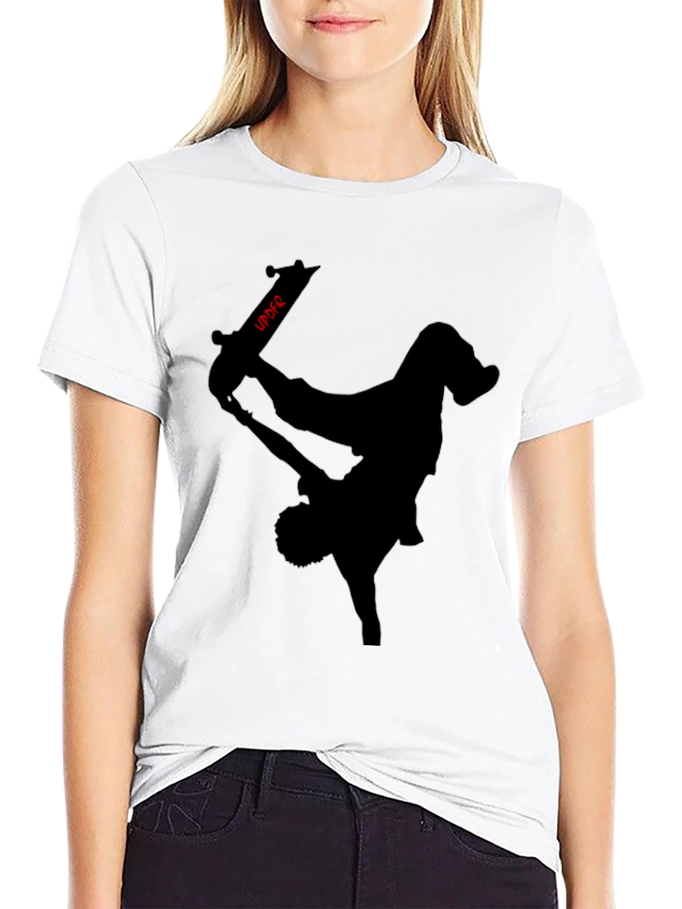 Skateboarder Silhouette Graphic Black Tee
