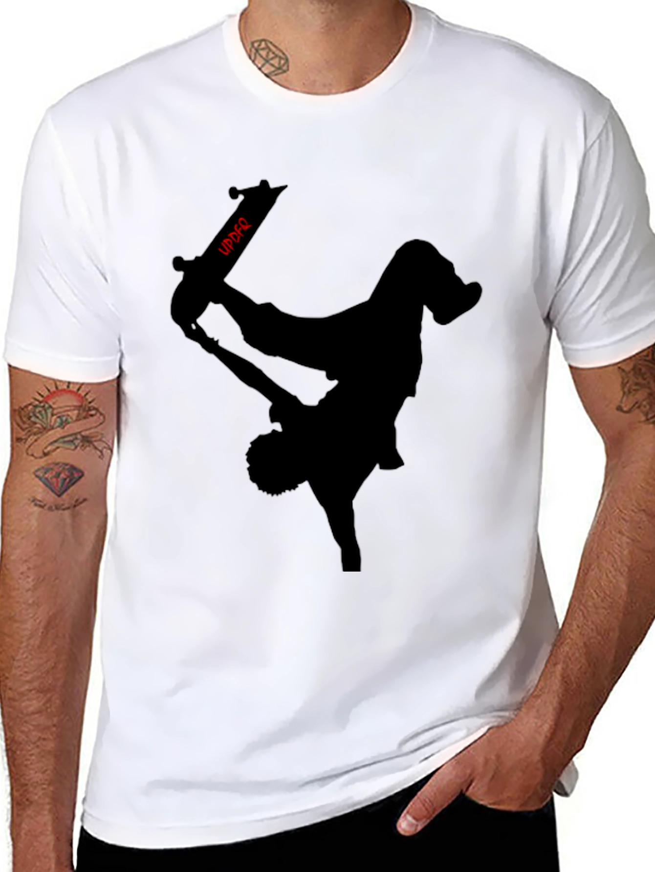 Skateboarder Silhouette Graphic Black Tee