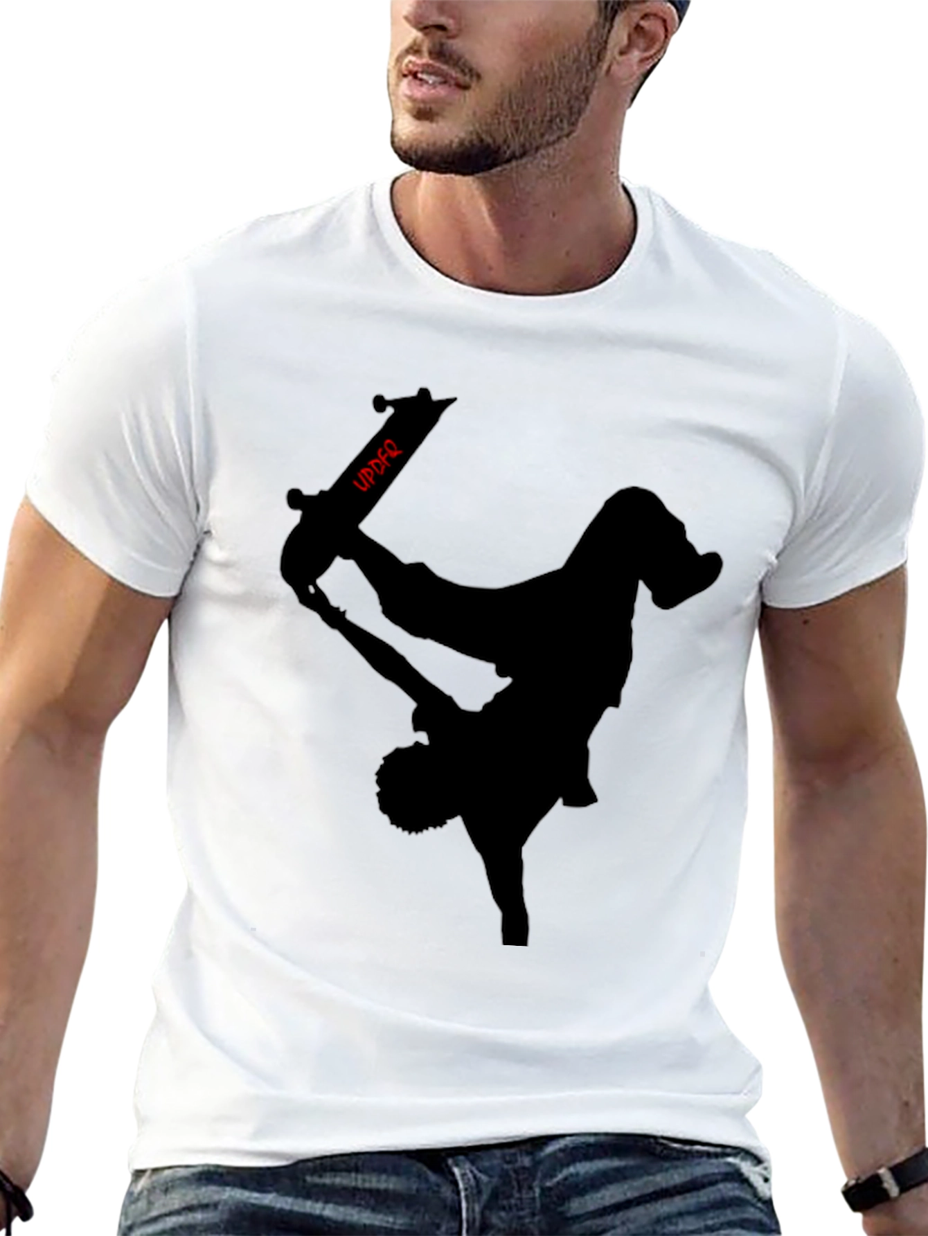 Skateboarder Silhouette Graphic Black Tee