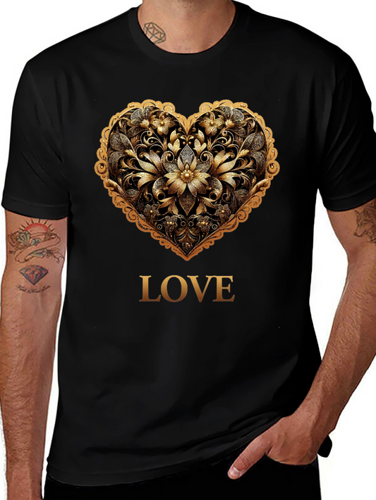 Golden Heart Love Tee - Stylish Graphic T-Shirt
