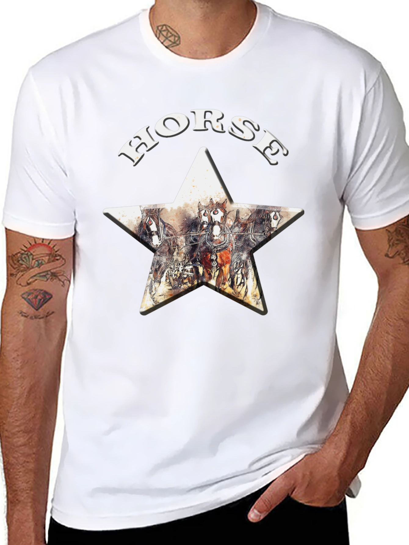 Horse Star Graphic Print T-Shirt