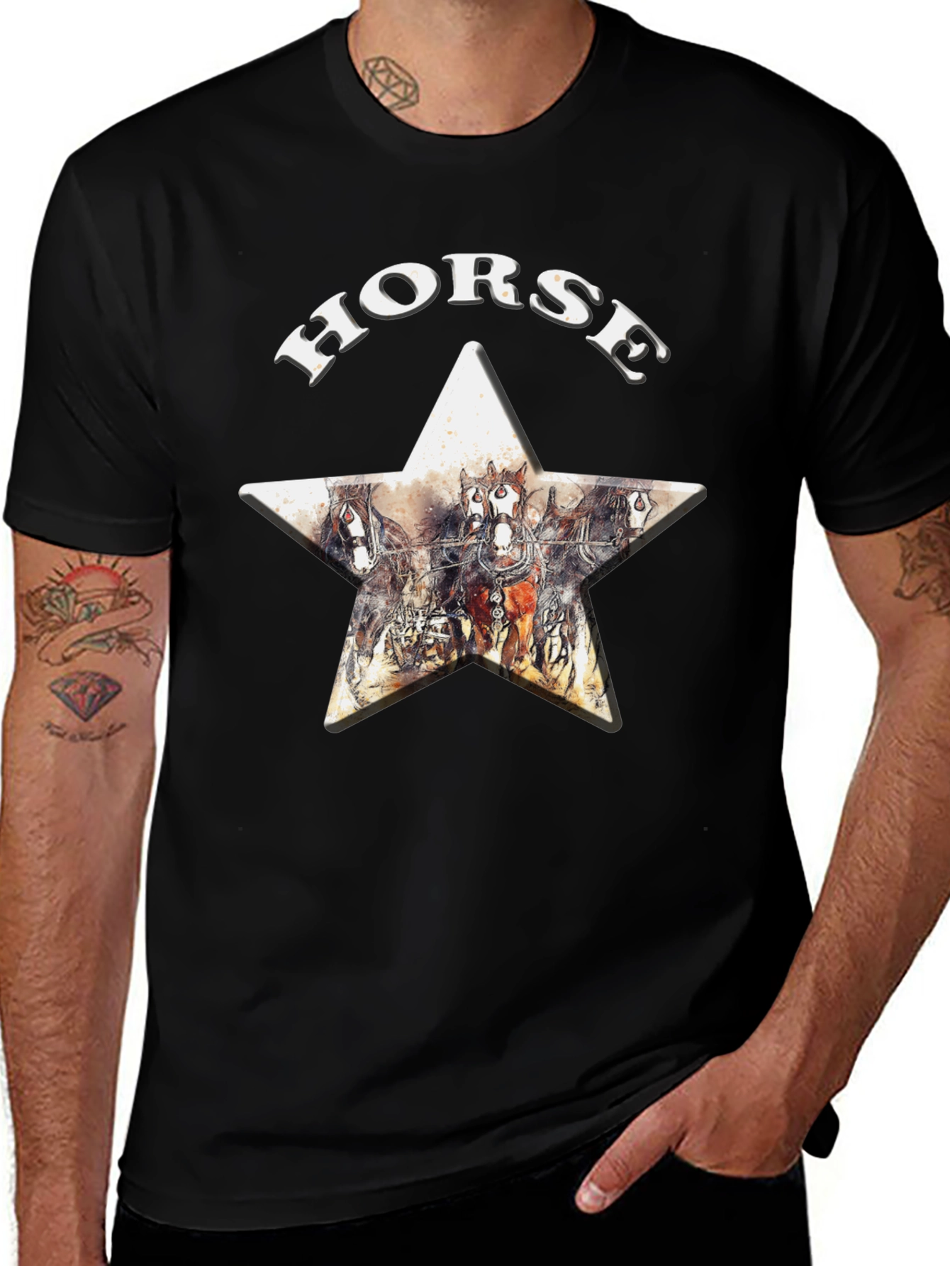 Horse Star Graphic Print T-Shirt