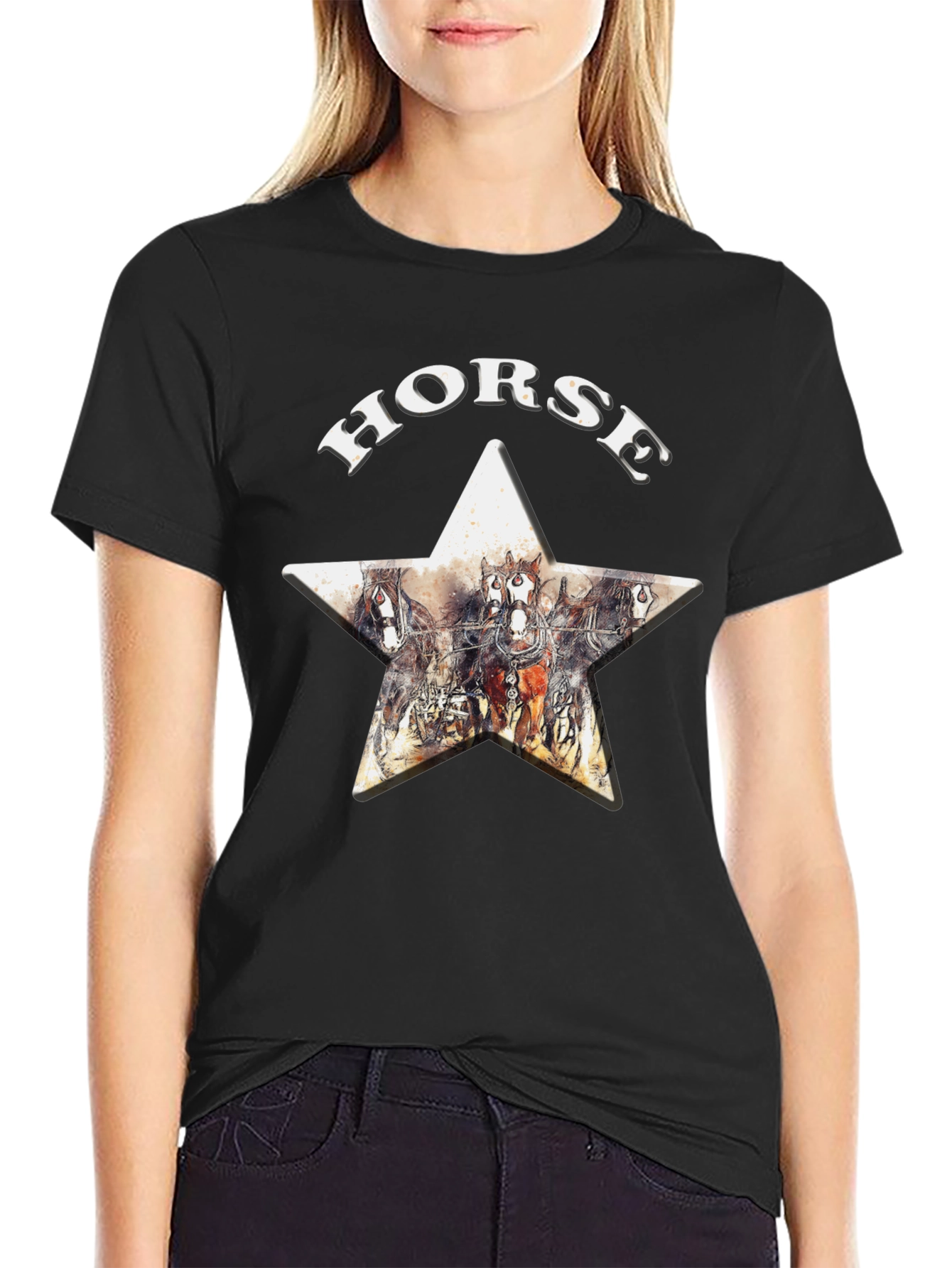 Horse Star Graphic Print T-Shirt