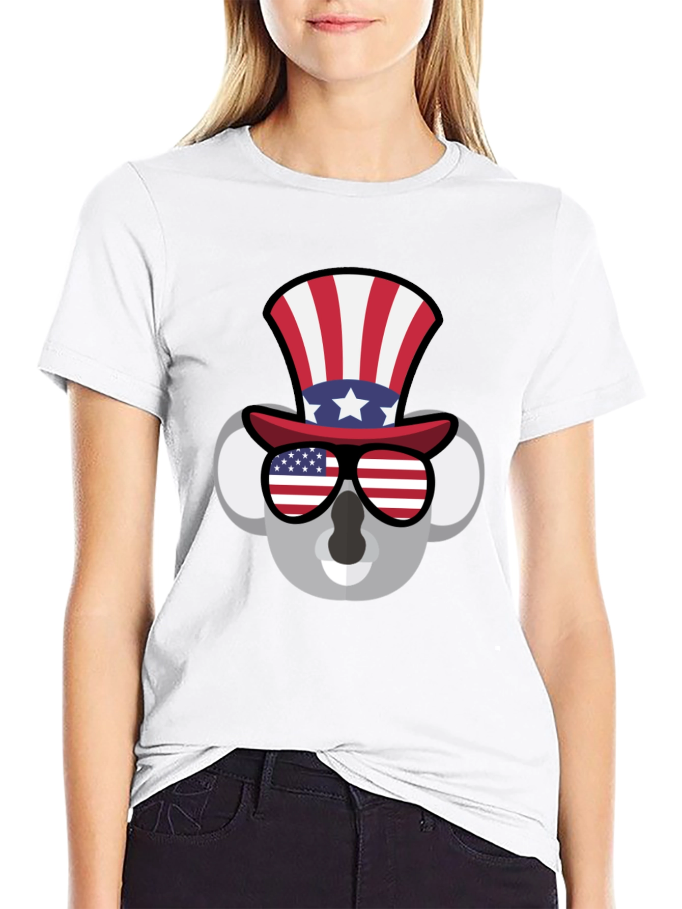 Patriotic Koala T-Shirt - USA Flag Hat & Shades