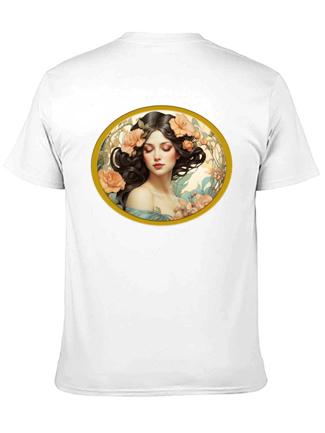 Floral Woman Graphic Black T-Shirt
