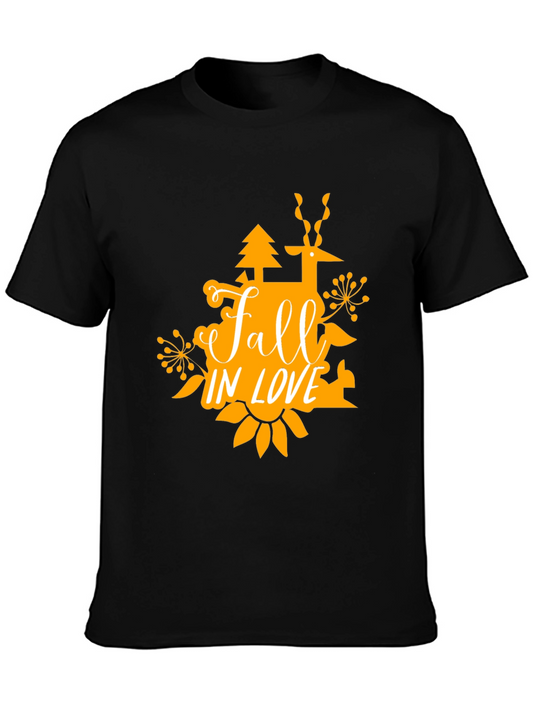 Fall in Love Graphic Tee - Black Short Sleeve