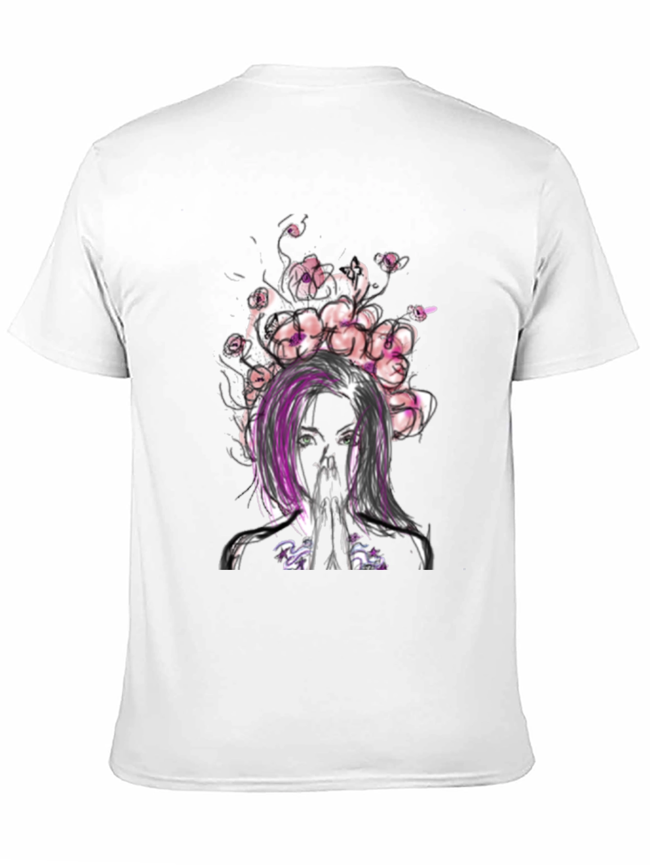 Floral Woman Graphic Tee - Black Casual T-Shirt
