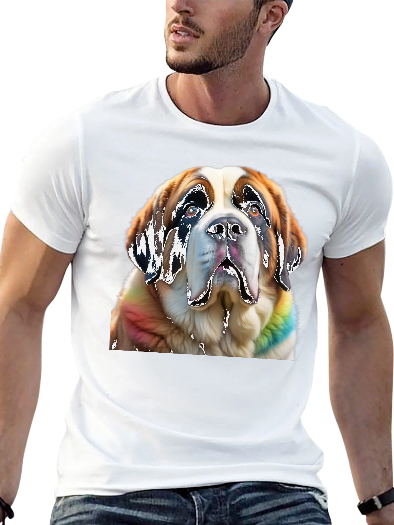 Saint Bernard Dog Rainbow T-Shirt