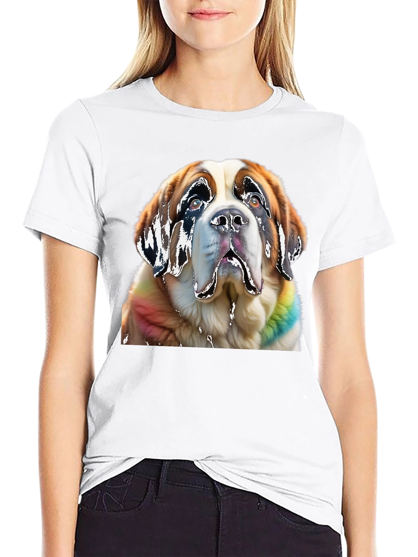 Saint Bernard Dog Rainbow T-Shirt