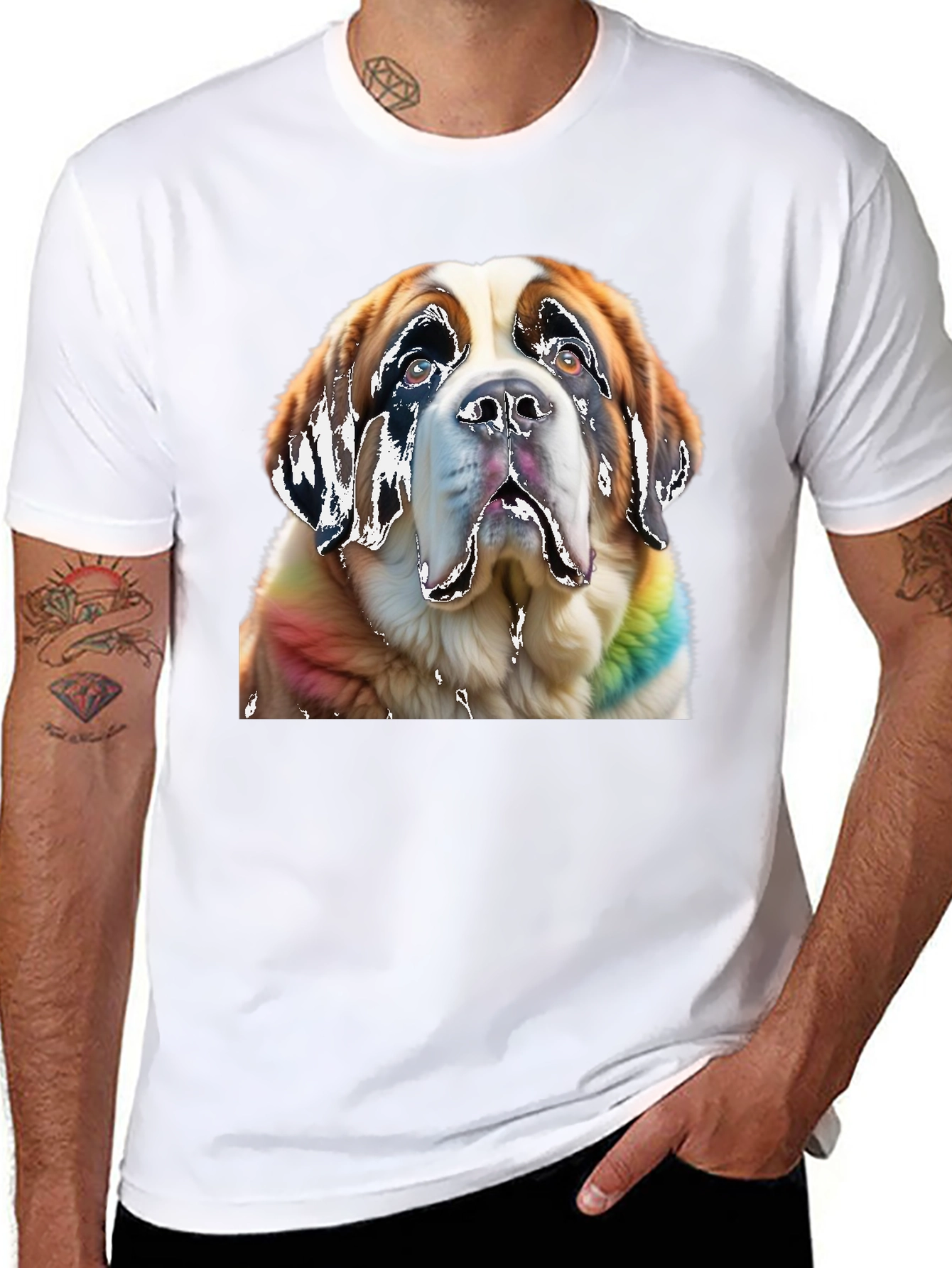Saint Bernard Dog Rainbow T-Shirt
