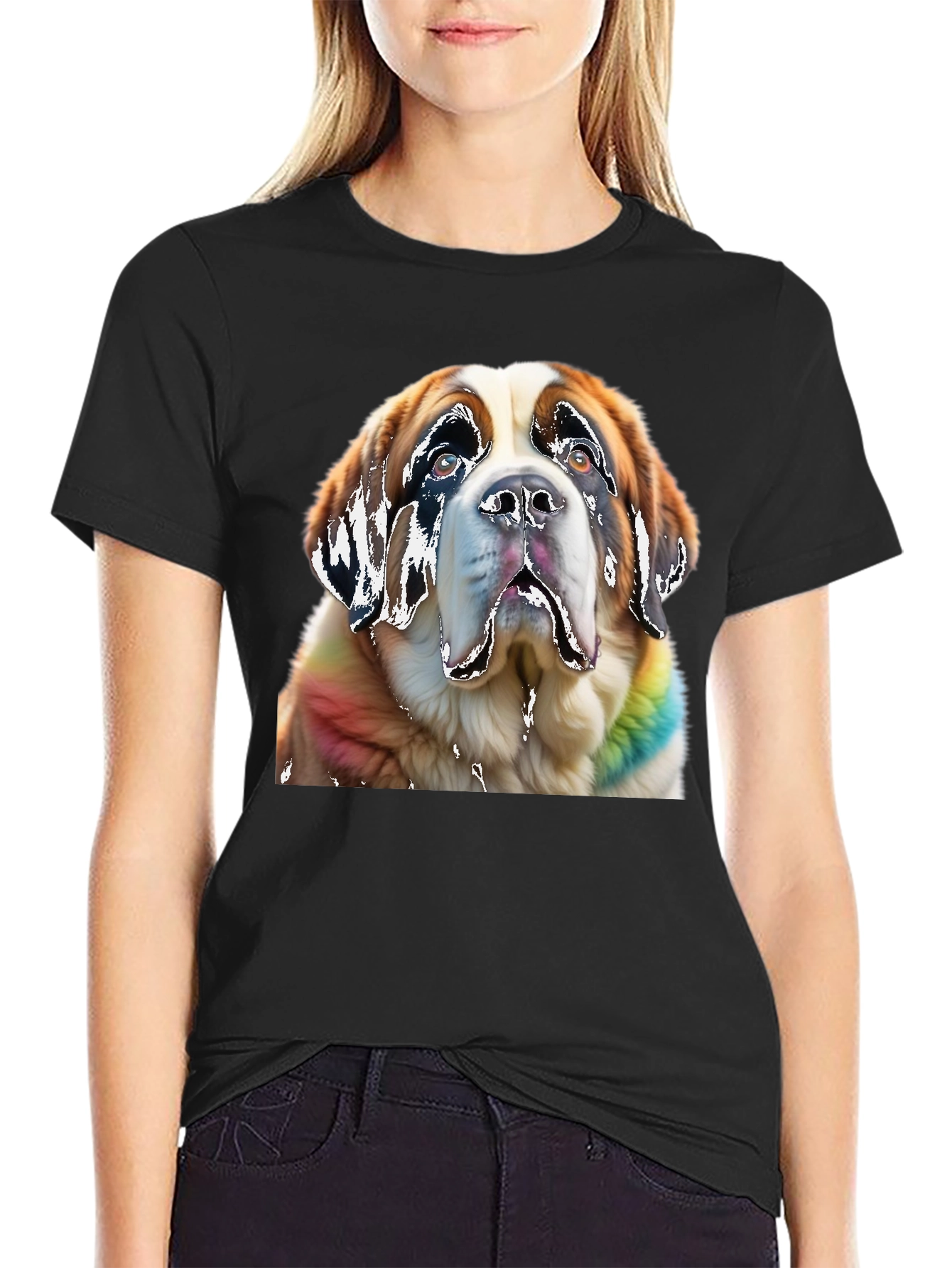 Saint Bernard Dog Rainbow T-Shirt